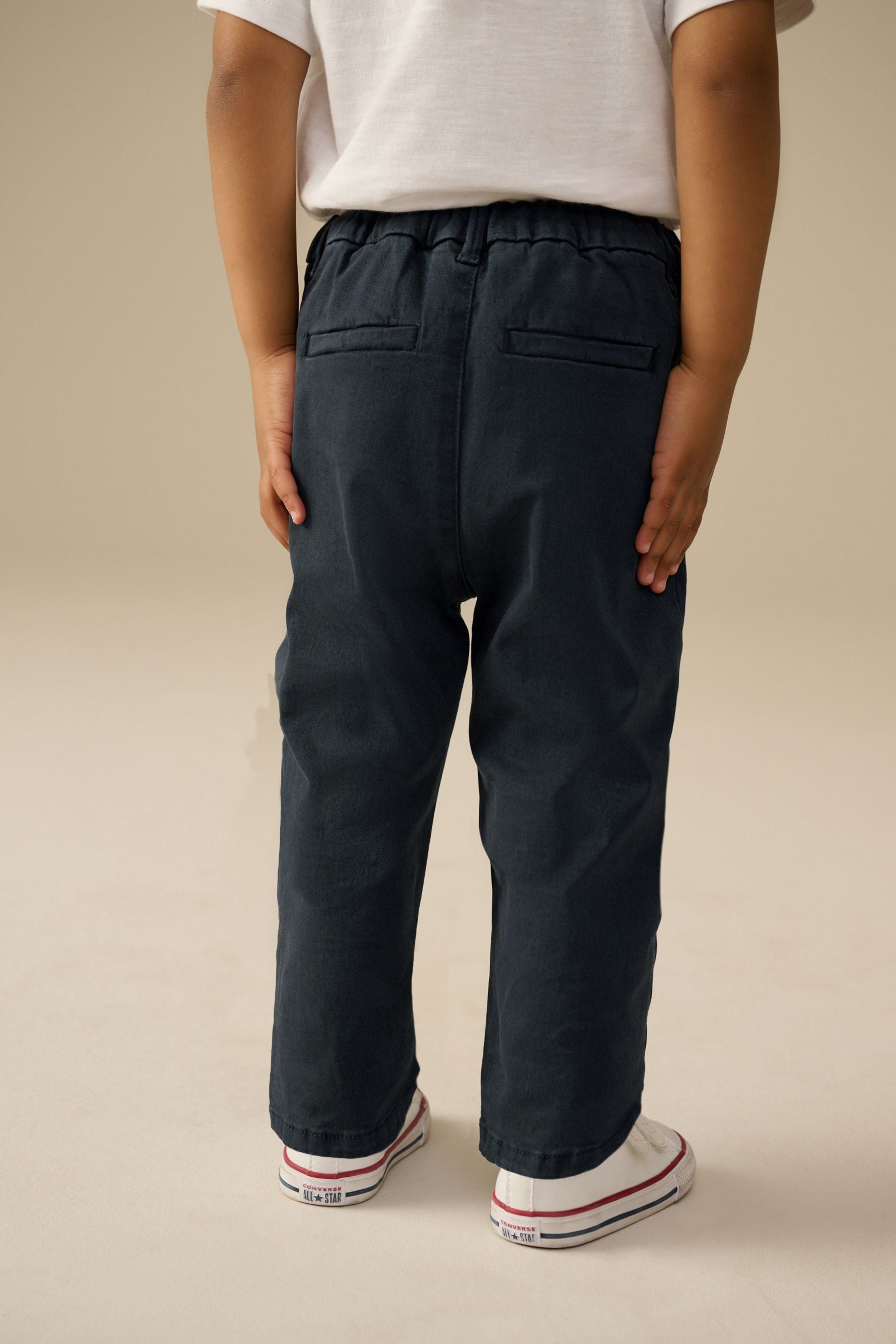 Navy Pleat Front Stretch Chino Trousers (3mths-7yrs)