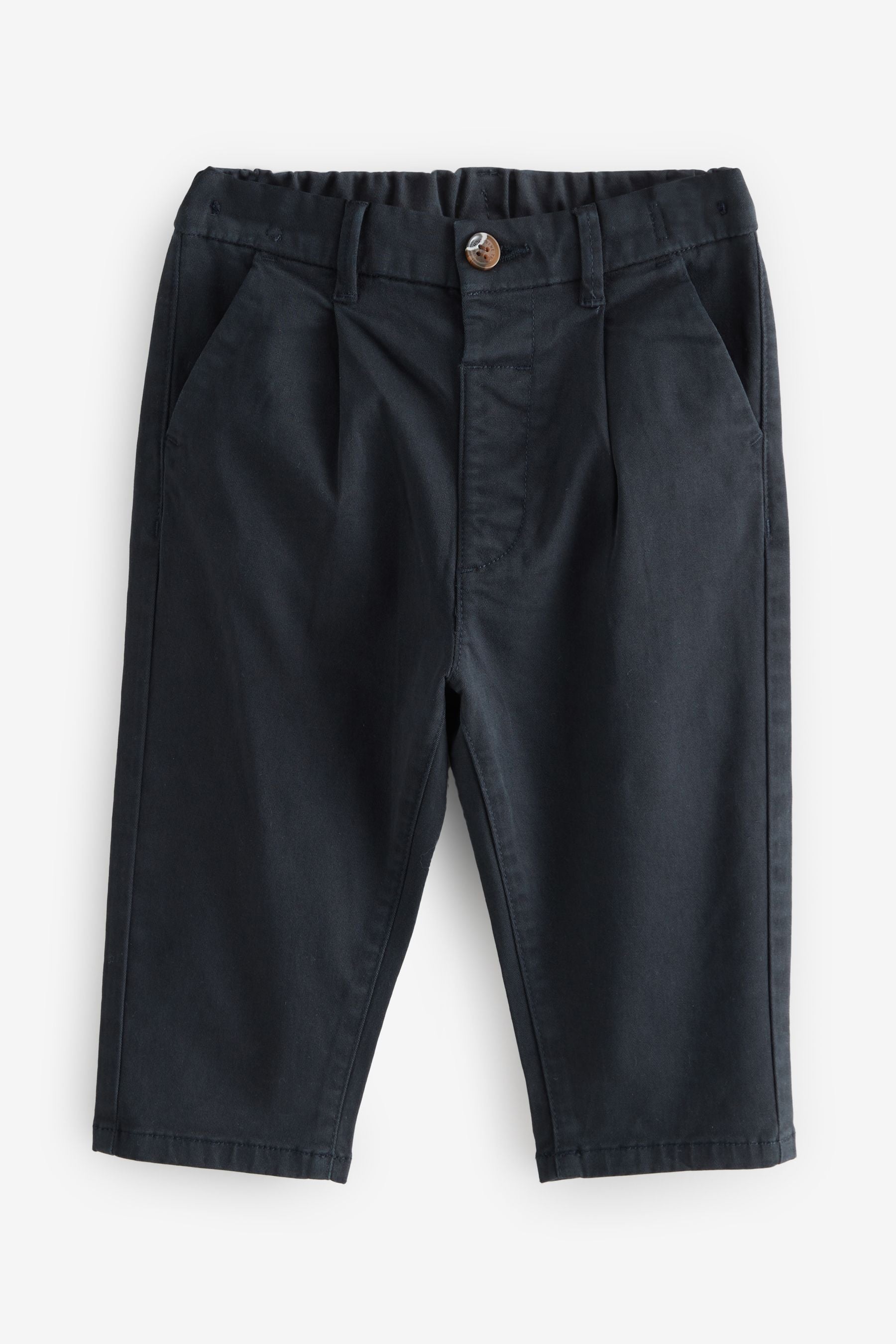 Navy Pleat Front Stretch Chino Trousers (3mths-7yrs)