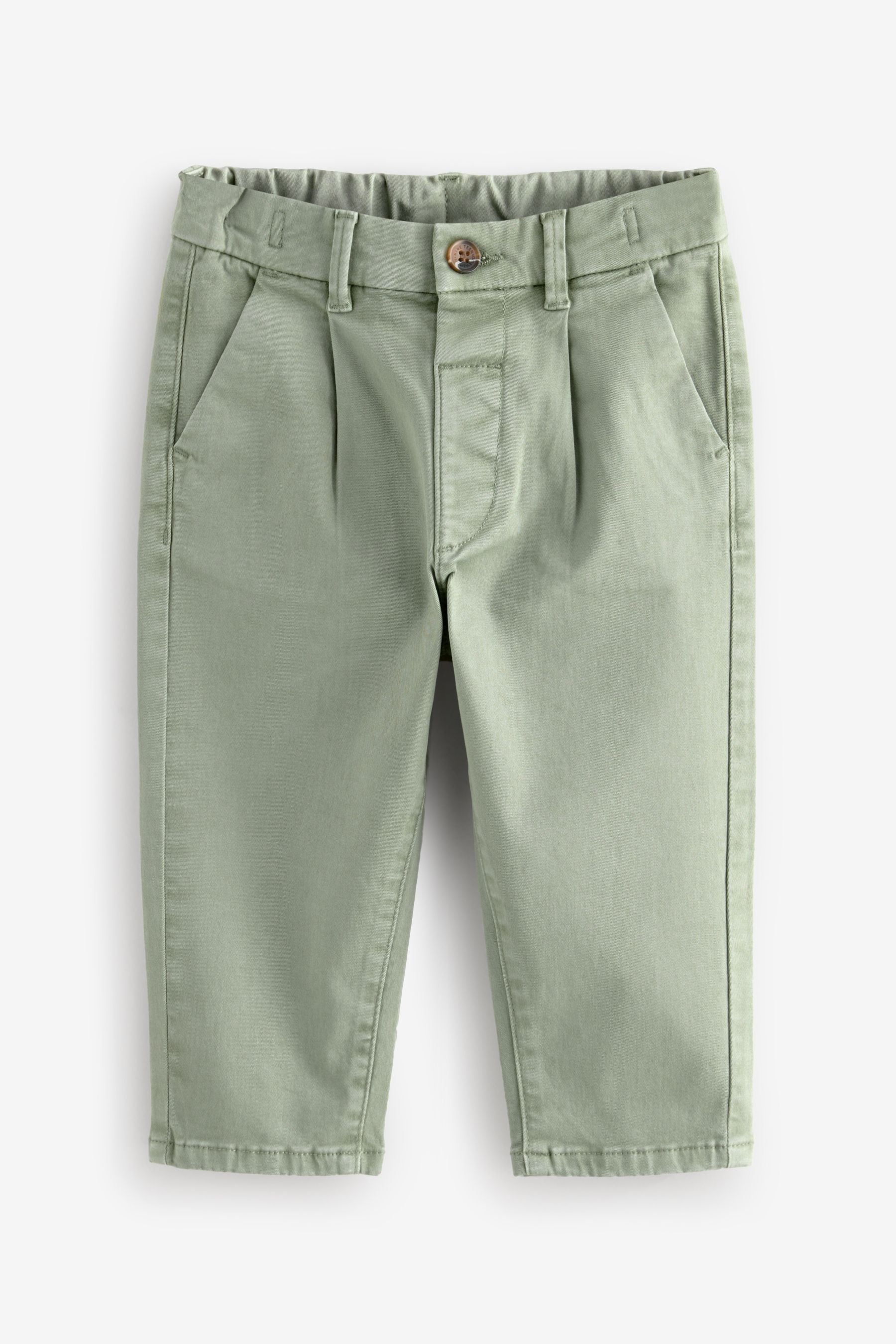 Sage Green Pleat Front Stretch Chino Trousers (3mths-7yrs)