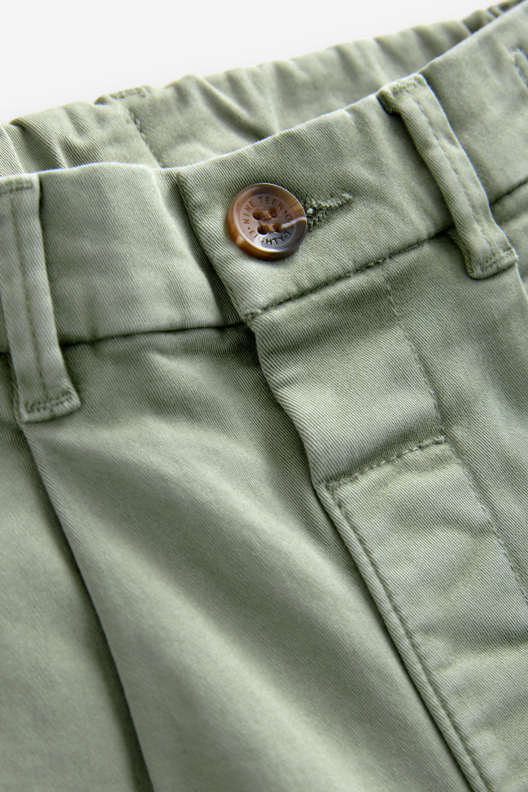 Sage Green Pleat Front Stretch Chino Trousers (3mths-7yrs)