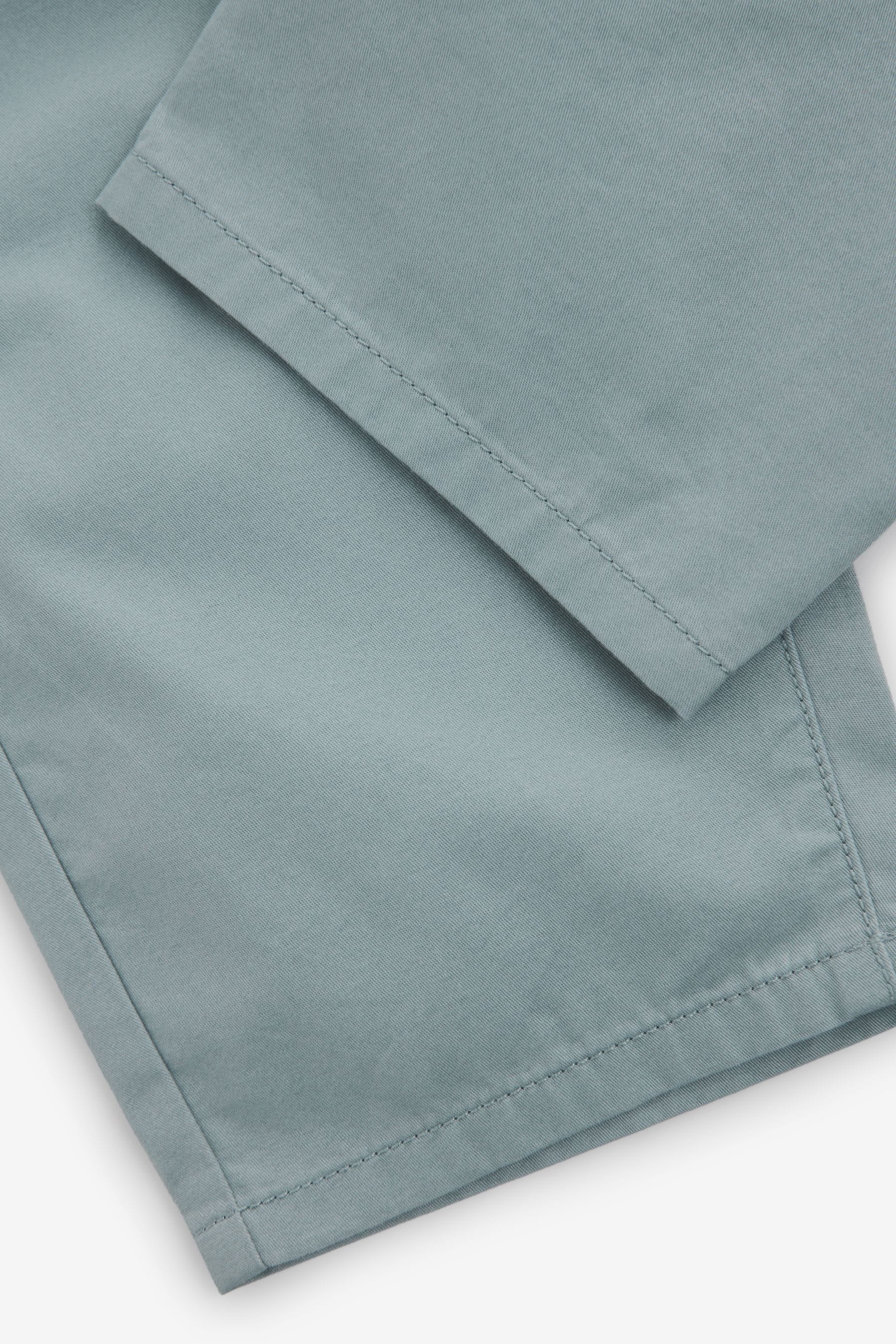 Blue Wide Leg 100% Cotton Chino Trousers with Elasticated Waist (3mths-7yrs)