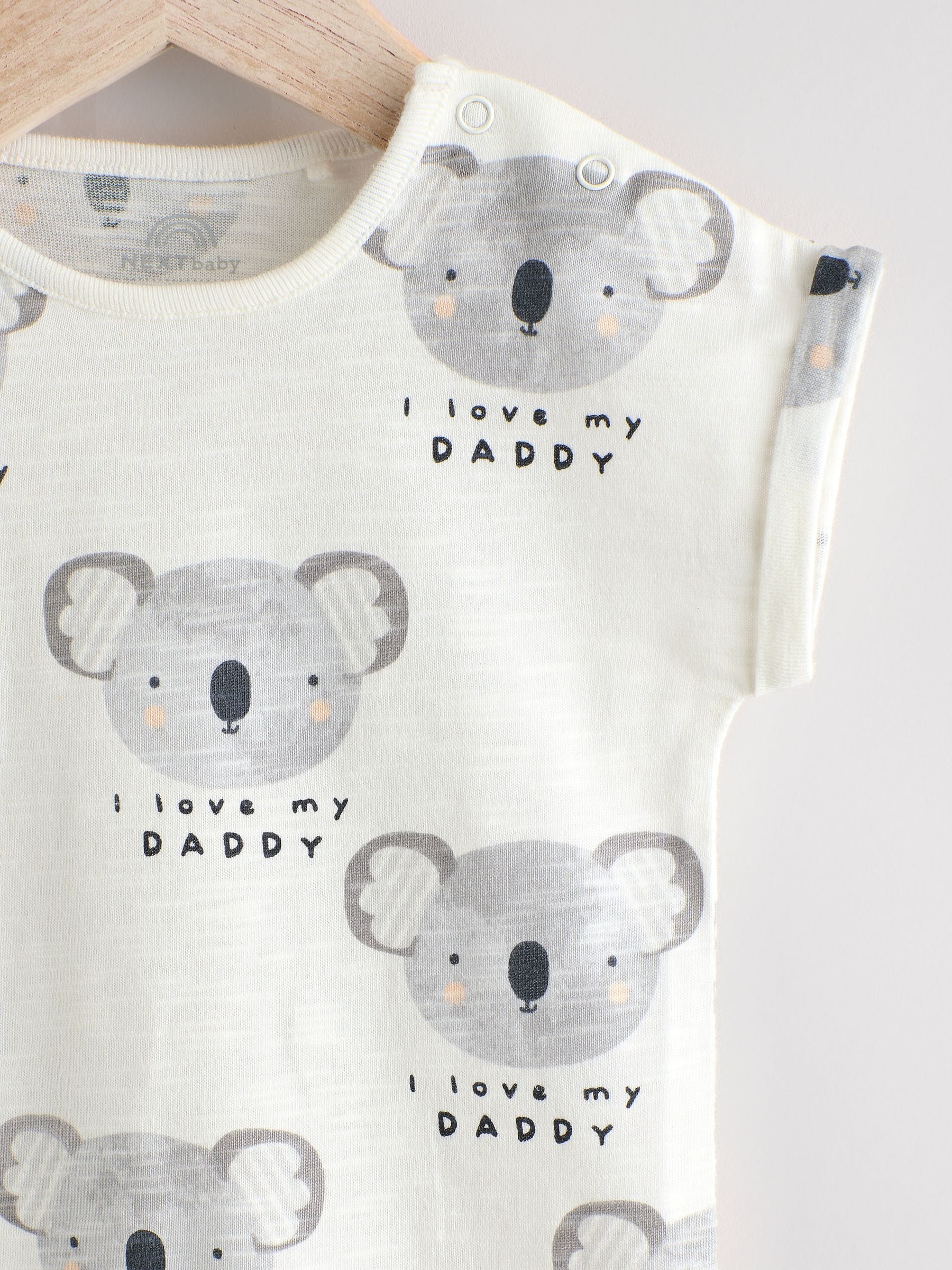 Ecru I Love My Daddy Baby 100% Cotton Romper (0-18mths)