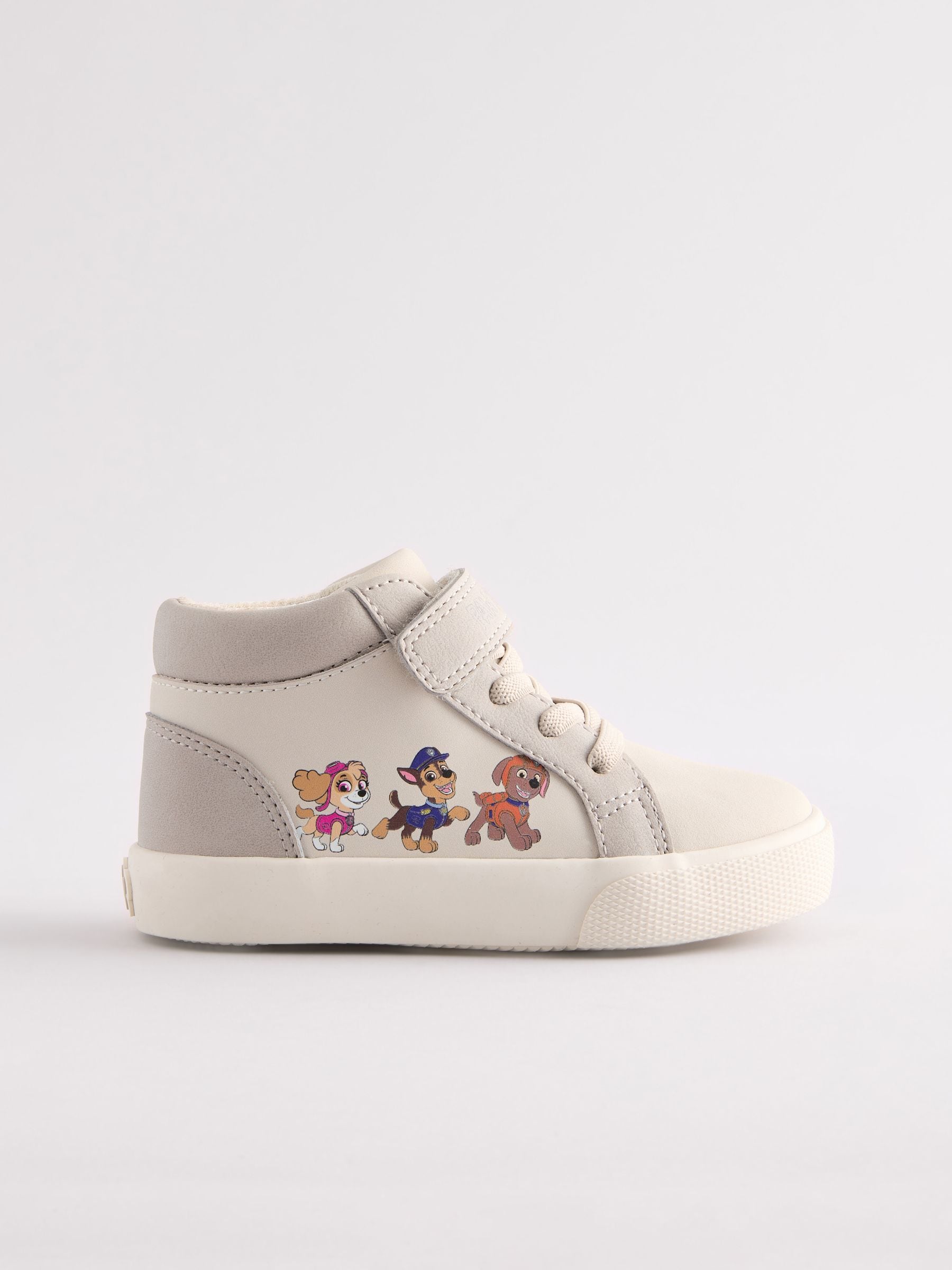 Grey Wide Fit (G) Paw Patrol Elastic Lace High Top Trainers