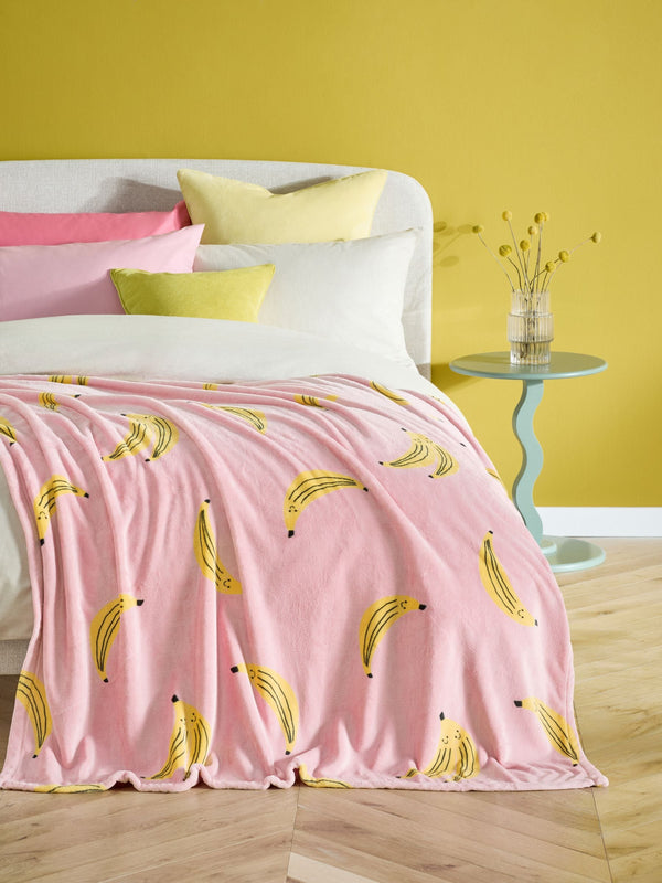 Pink Banana Fleece Throw