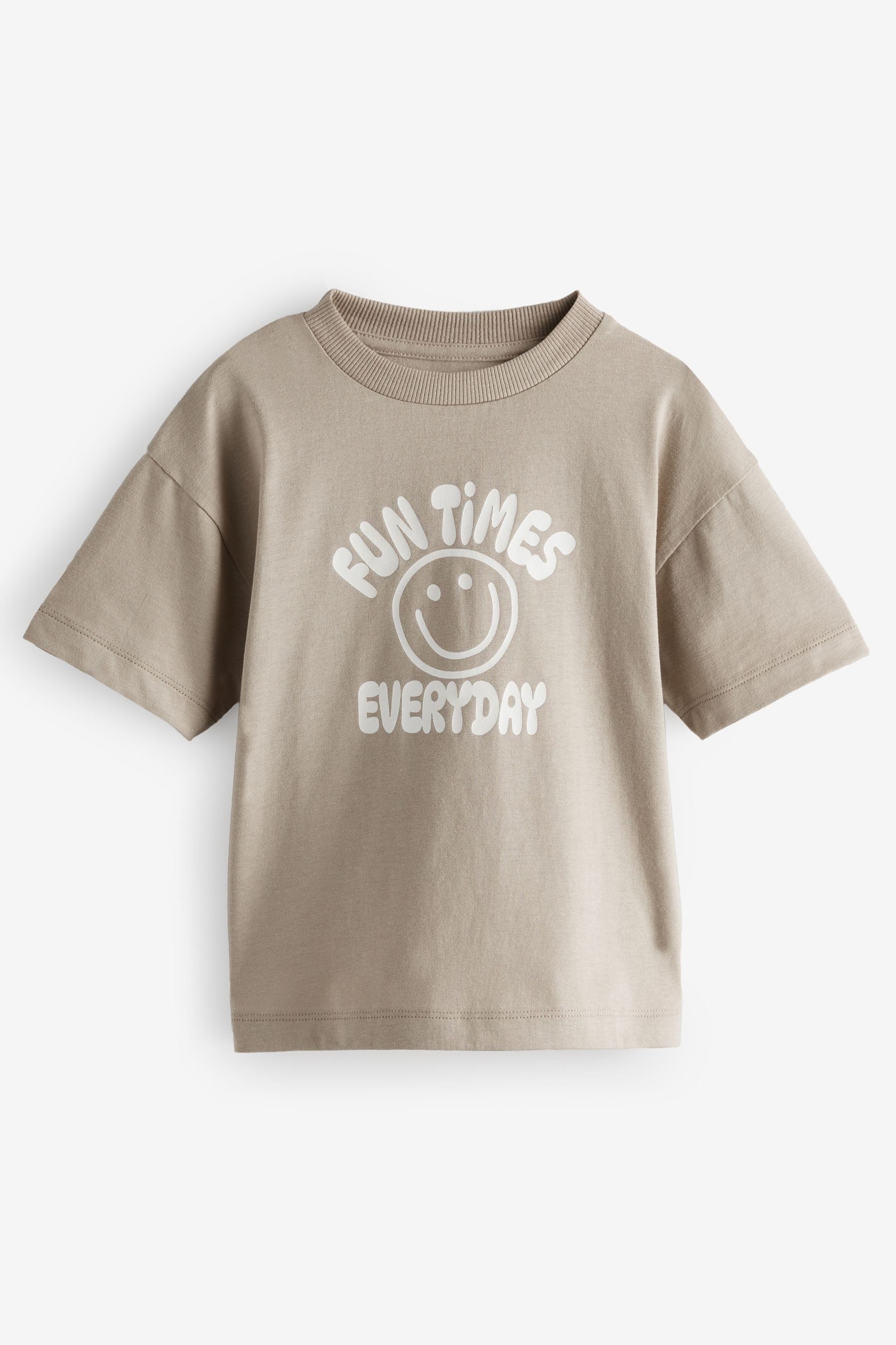 Neutral Fun Times Simple 100% Cotton Short Sleeve T-Shirt (3mths-7yrs)