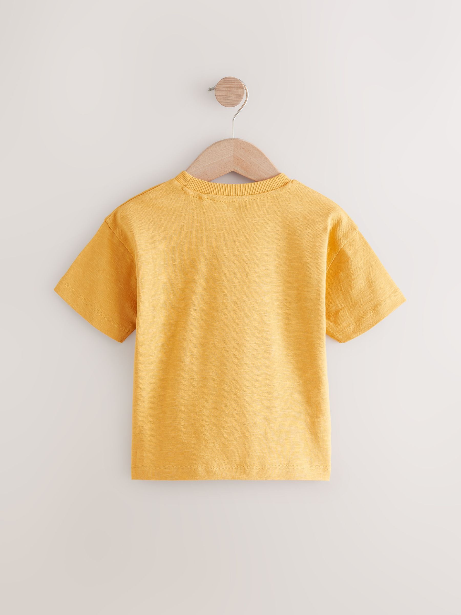 Mustard Yellow 100% Cotton Short Sleeve Interactive Appliqué T-Shirt (3mths-7yrs)