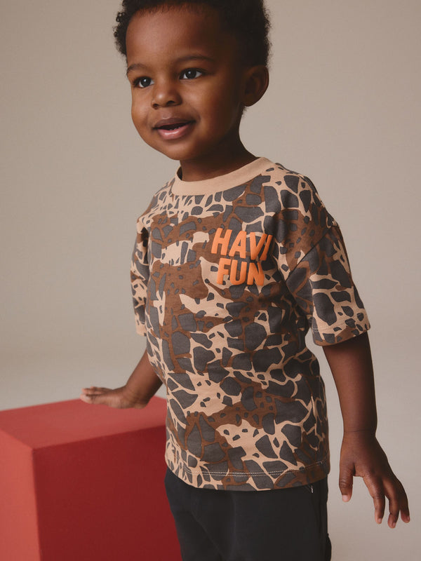 Blue/Black Snake Print 100% Cotton Short Sleeve All-Over-Print T-Shirt (3mths-7yrs)