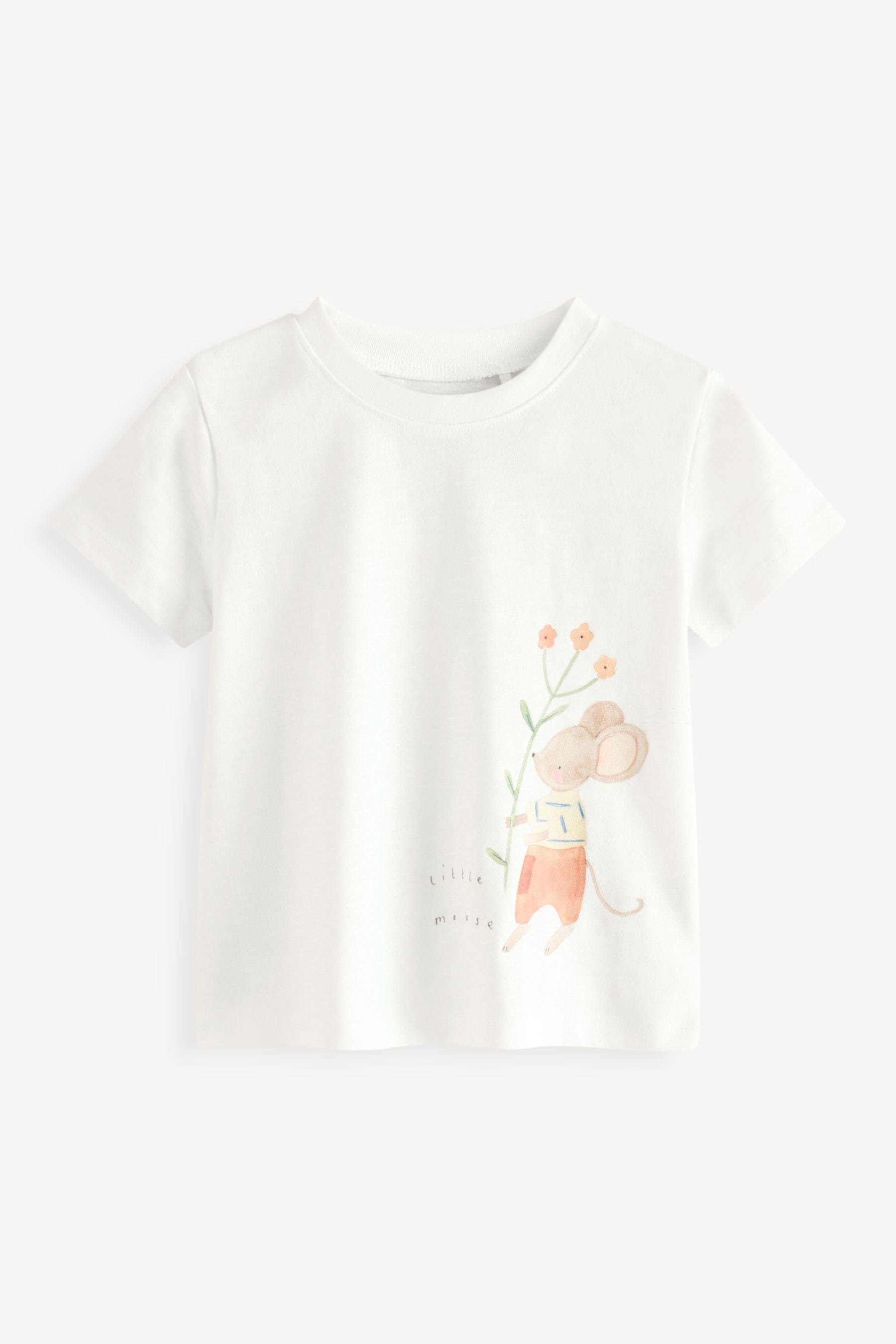 White Pretty mouse Short Sleeve T-Shirt (3mths-7yrs)