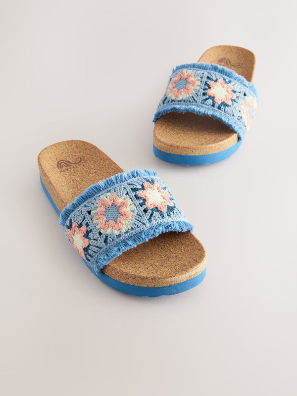 Blue Crochet Sliders