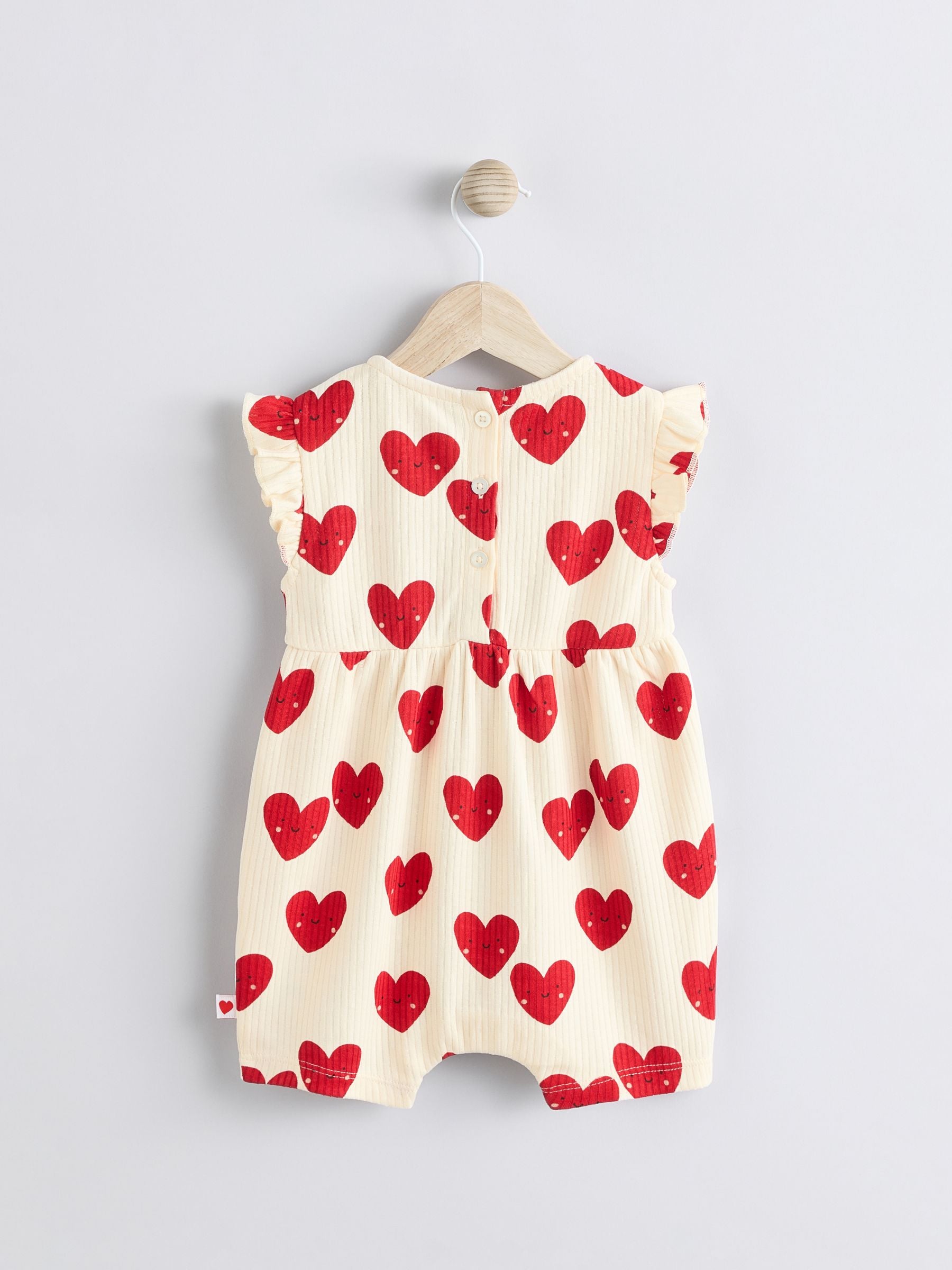 Red Heart Printed Frill Baby 100% Cotton Romper