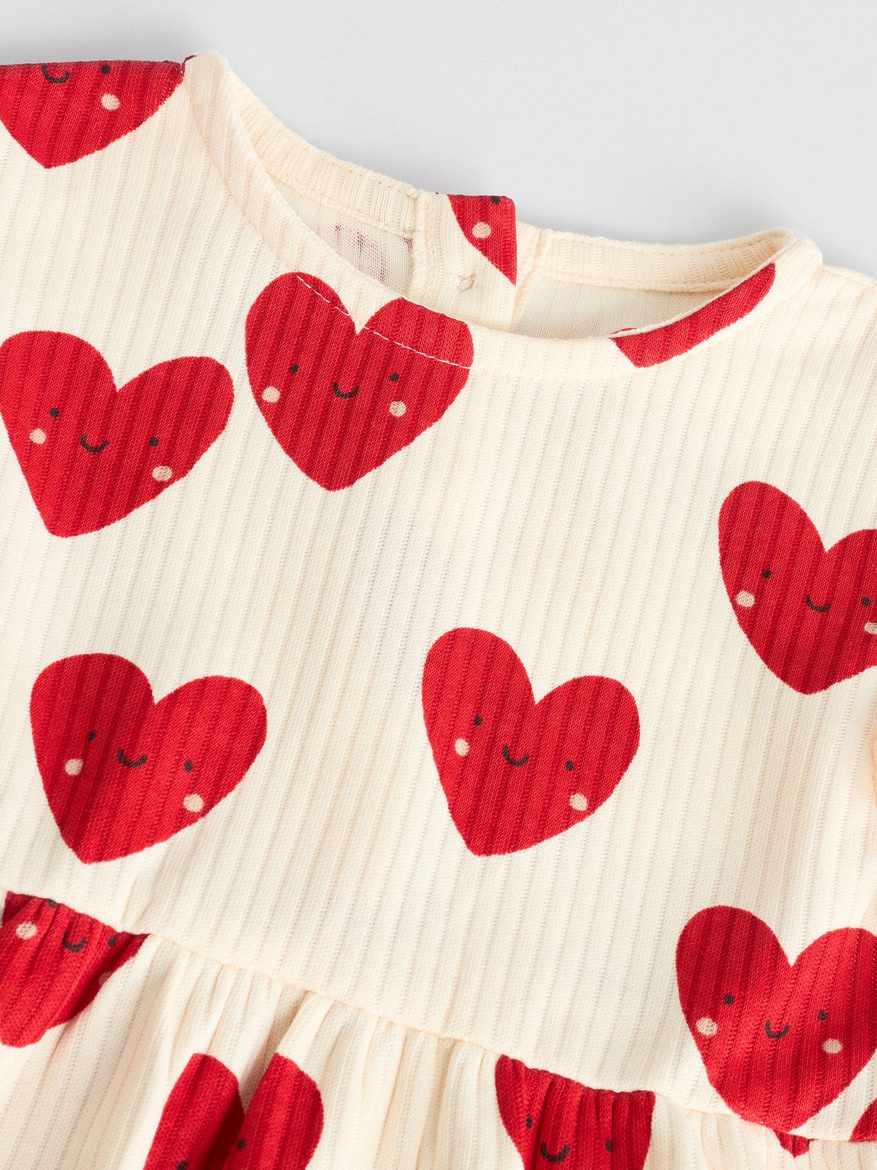 Red Heart Printed Frill Baby 100% Cotton Romper