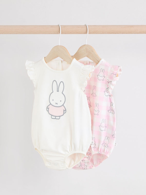 Multi Pastel Miffy Baby Rompers 2 Pack