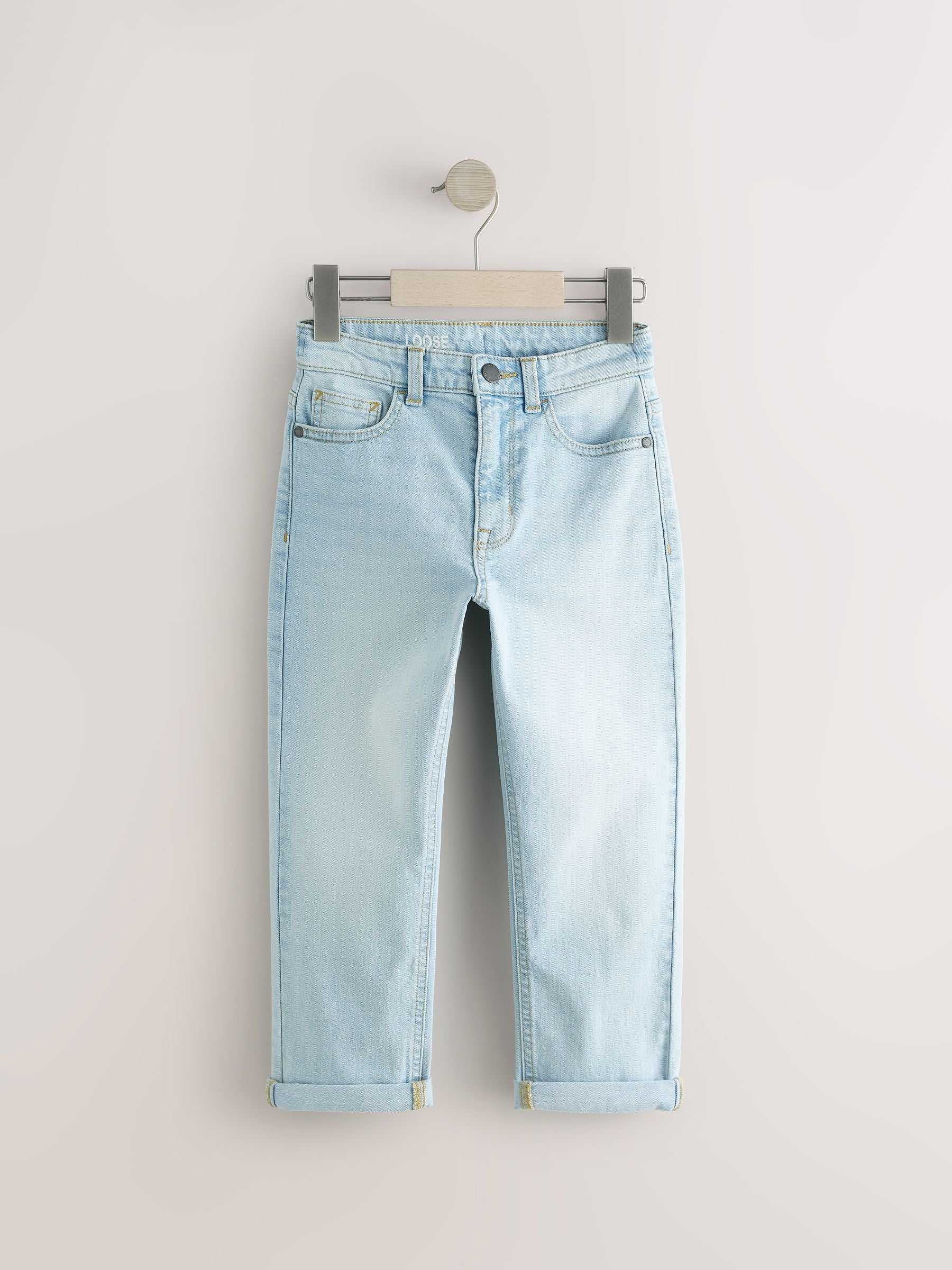 Bleach Wash Loose Fit 100% Cotton Stretch Jeans (3-17yrs)