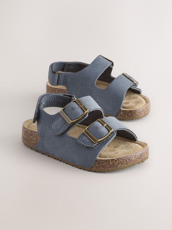 Navy Wide Fit (G) Double Buckle Cushioned Footbed Sandals