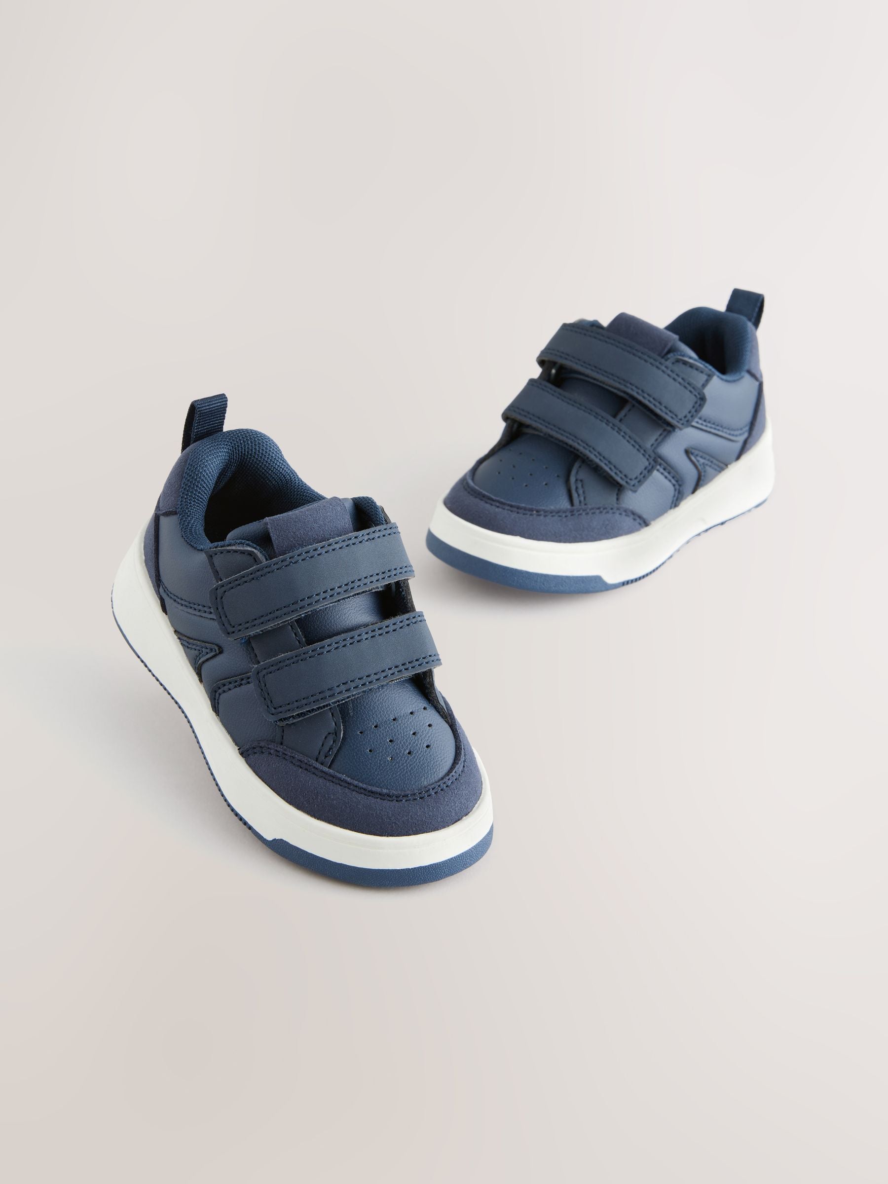 Navy Wide Fit (G) Touch Fastening Two Strap Trainers