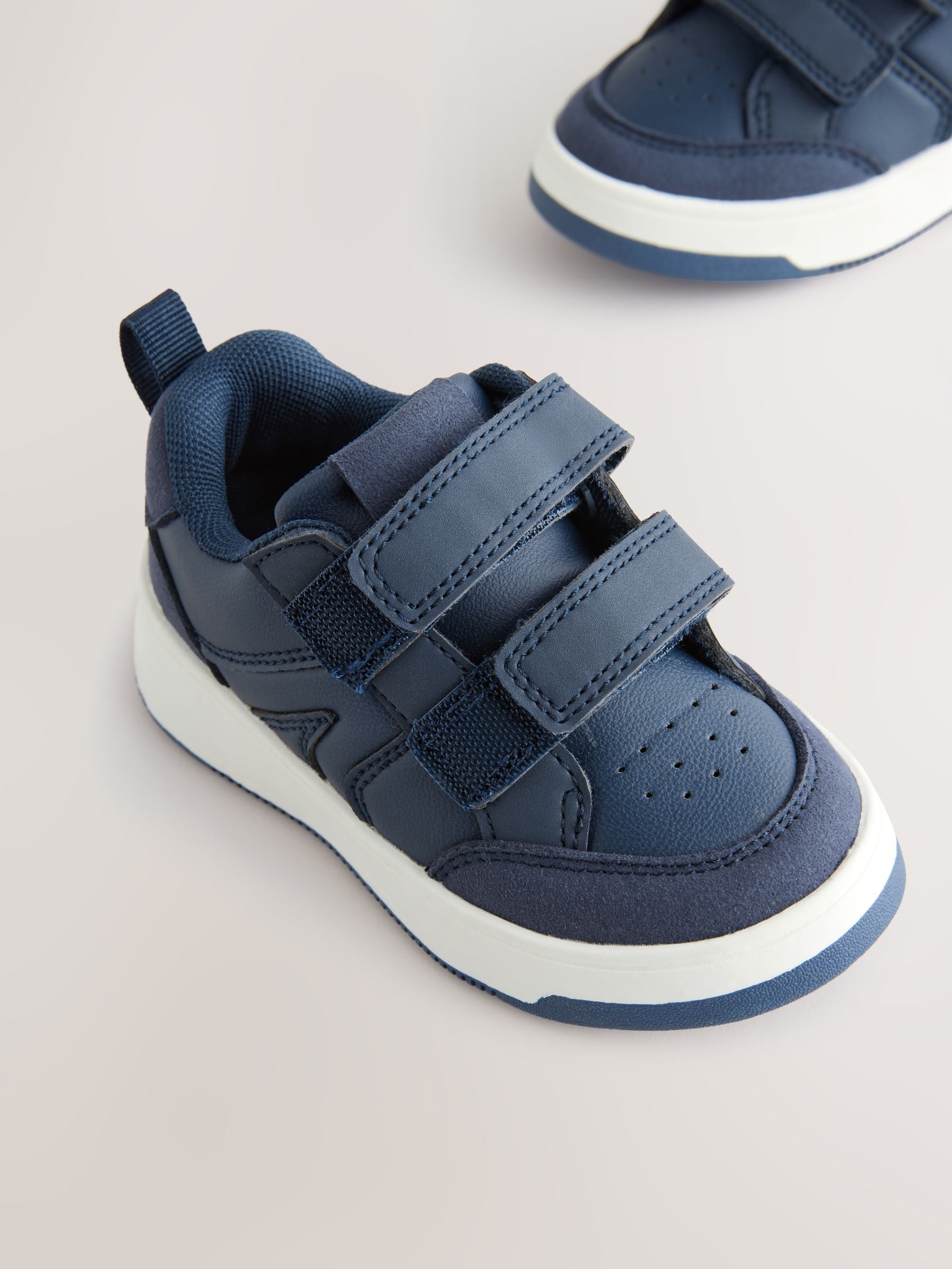 Navy Wide Fit (G) Touch Fastening Two Strap Trainers