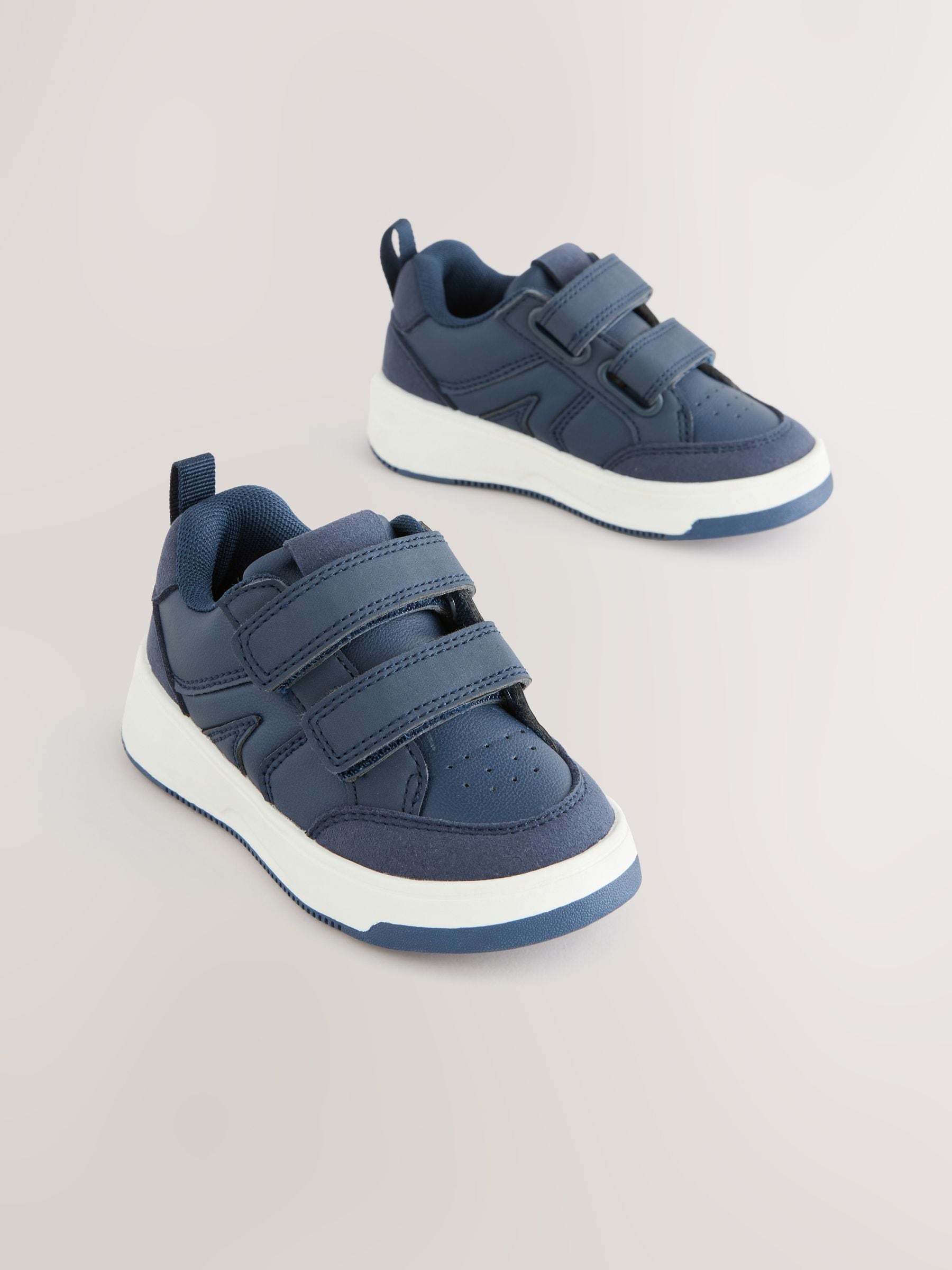 Navy Wide Fit (G) Touch Fastening Two Strap Trainers