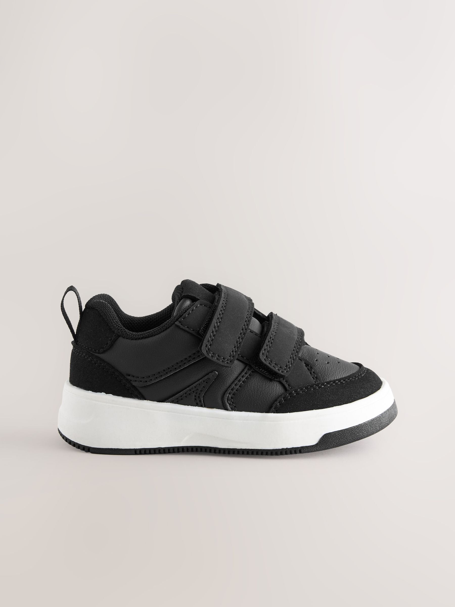 Black Wide Fit (G) Touch Fastening Two Strap Trainers