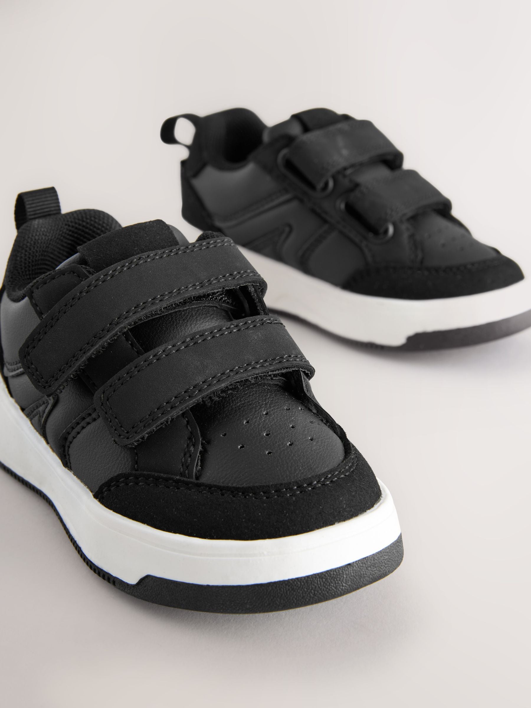 Black Wide Fit (G) Touch Fastening Two Strap Trainers