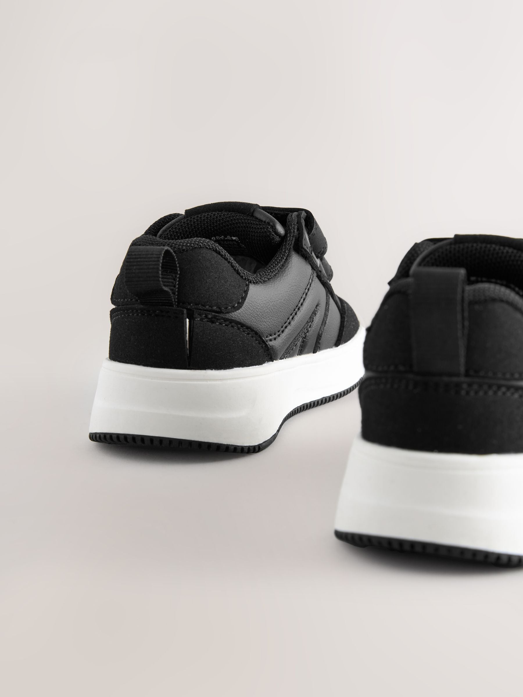 Black Wide Fit (G) Touch Fastening Two Strap Trainers