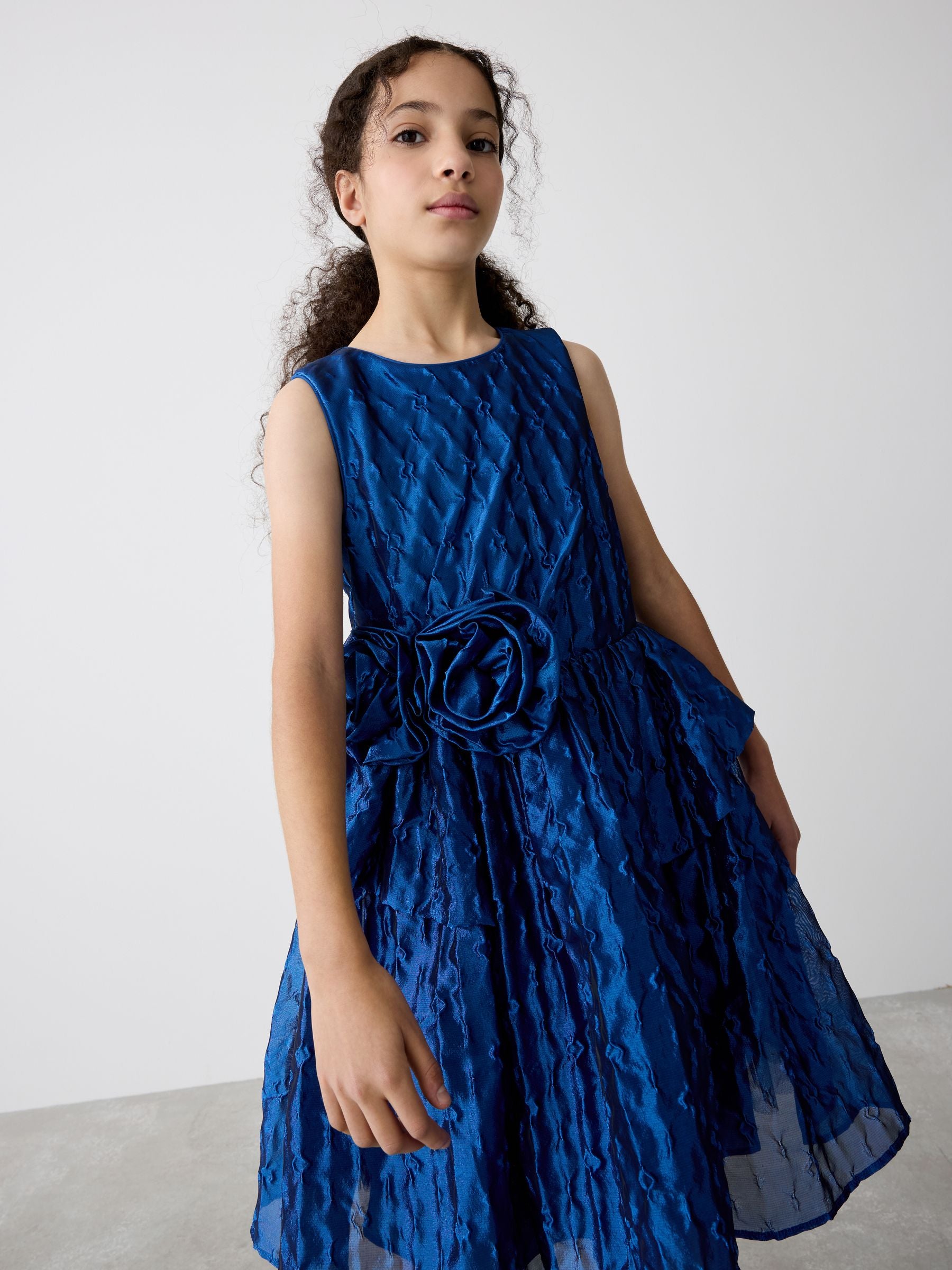 Baker by Ted Baker Blue Cloque Corsage Dress