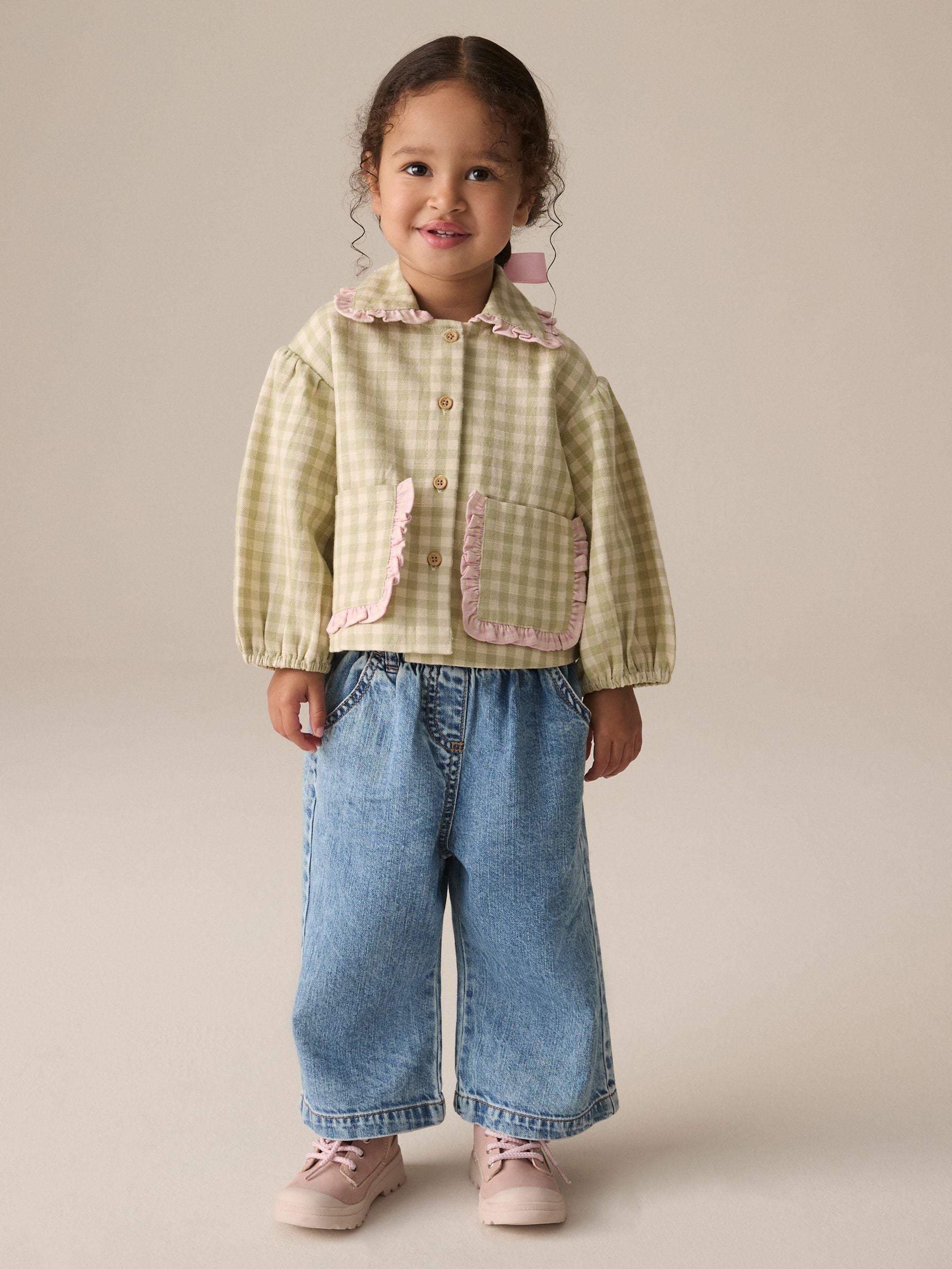 Green Gingham Shirt & Denim Trousers Set (3mths-7yrs)