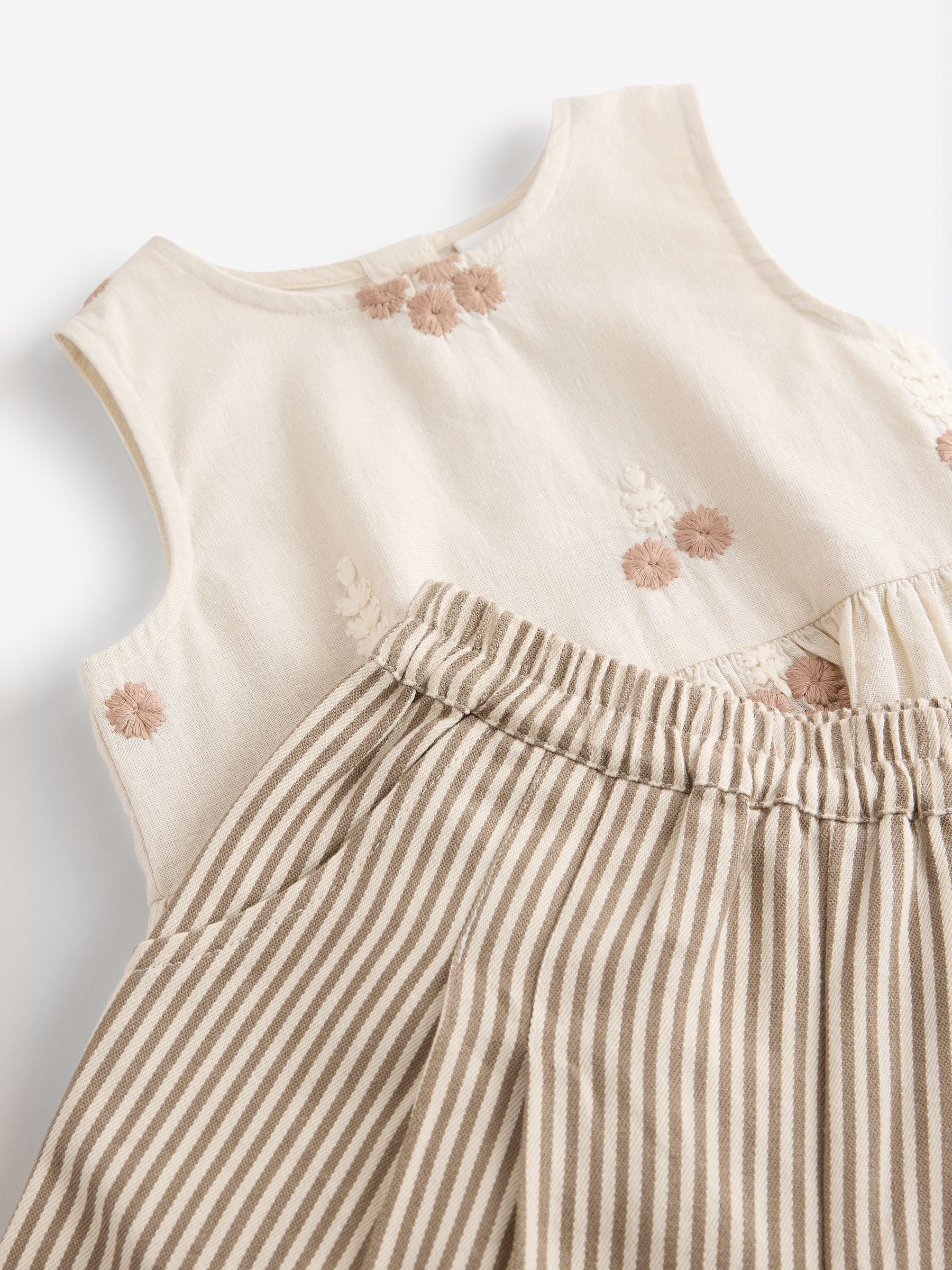 Ecru Cream Embroidered Blouse and Trousers Co-ord Set (3mths-8yrs)