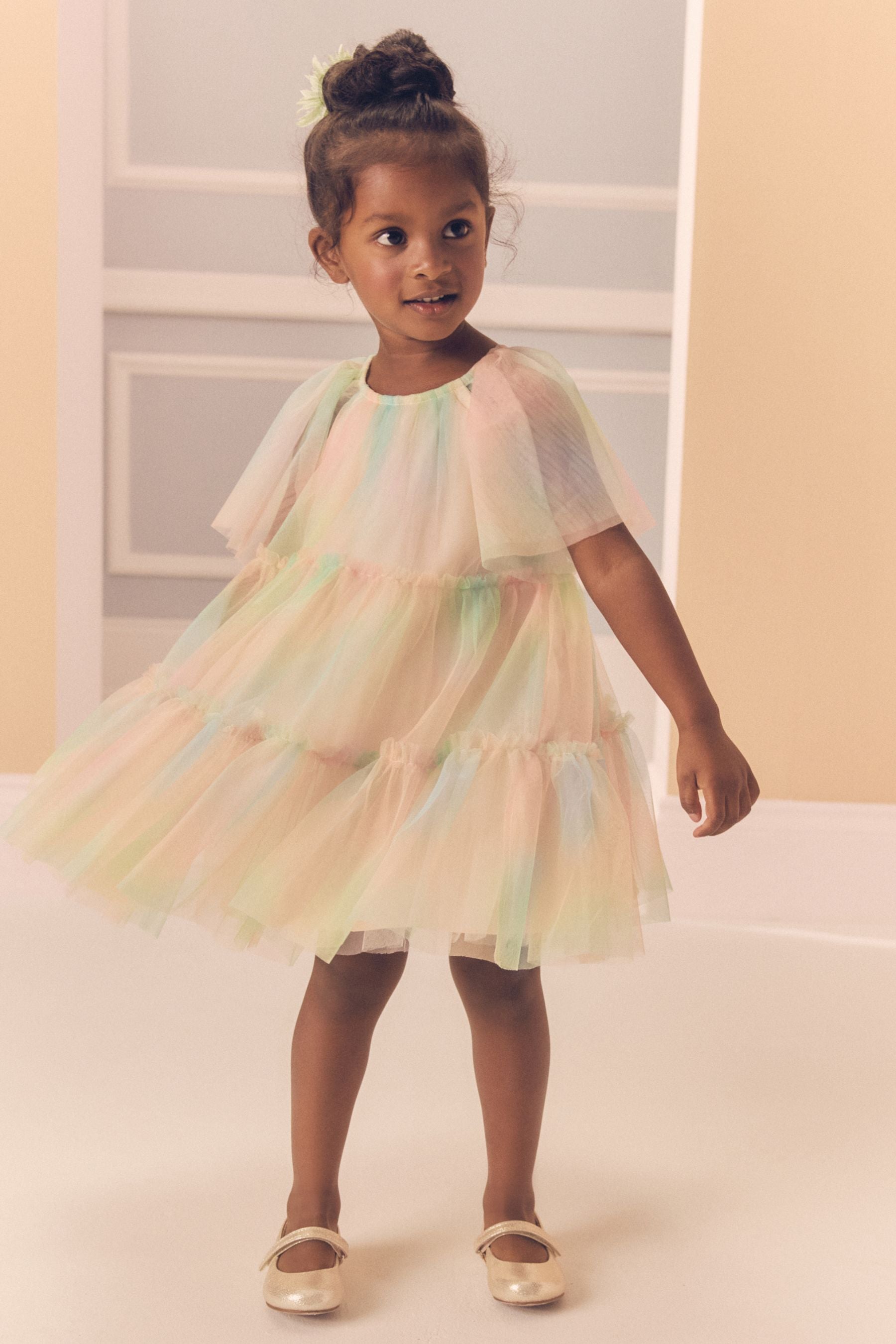 Rainbow Tiered Mesh Party Dress (3mths-10yrs)