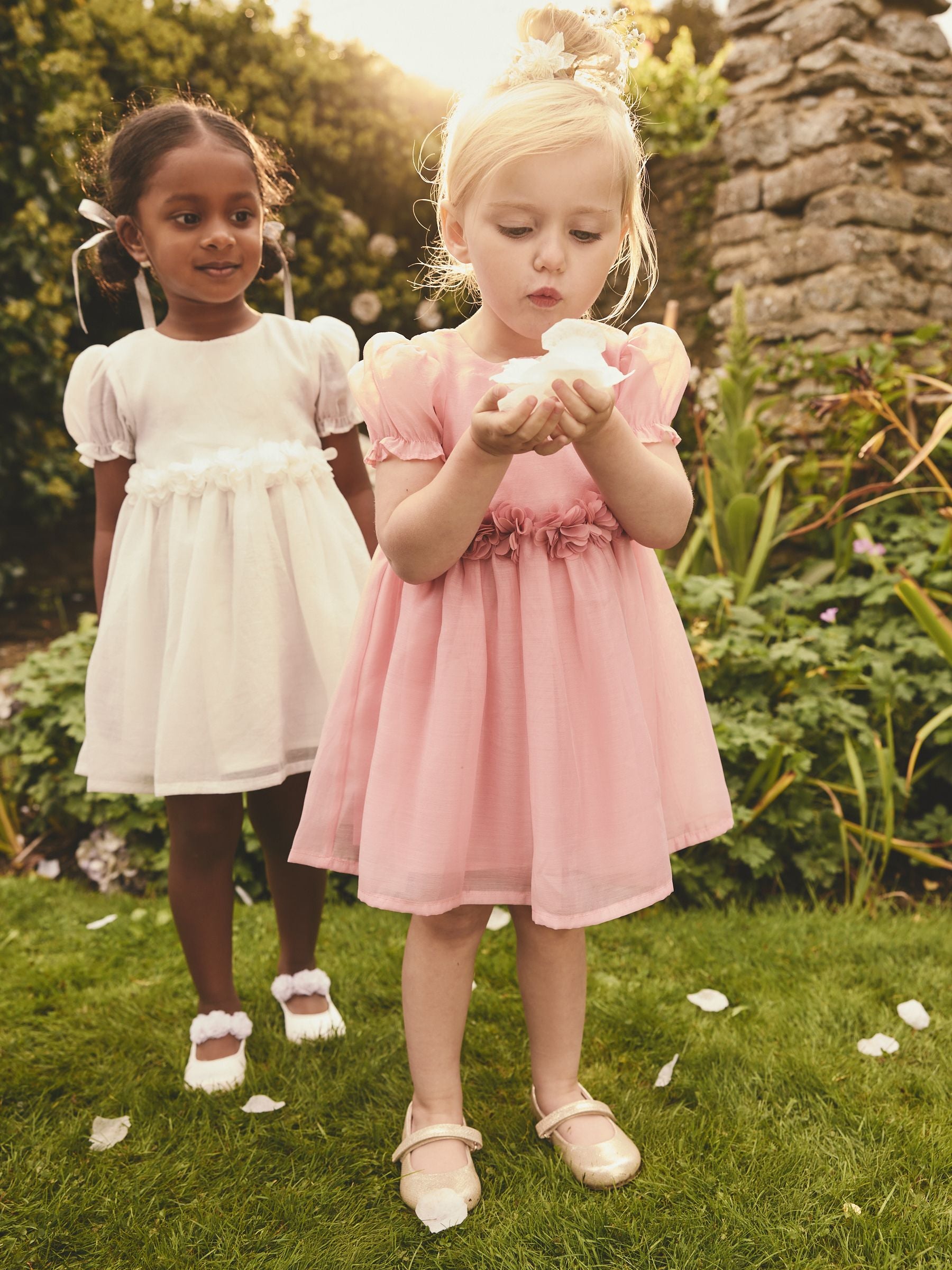 Pink Girl Corsage Flower Print Dress (3mths-8yrs)