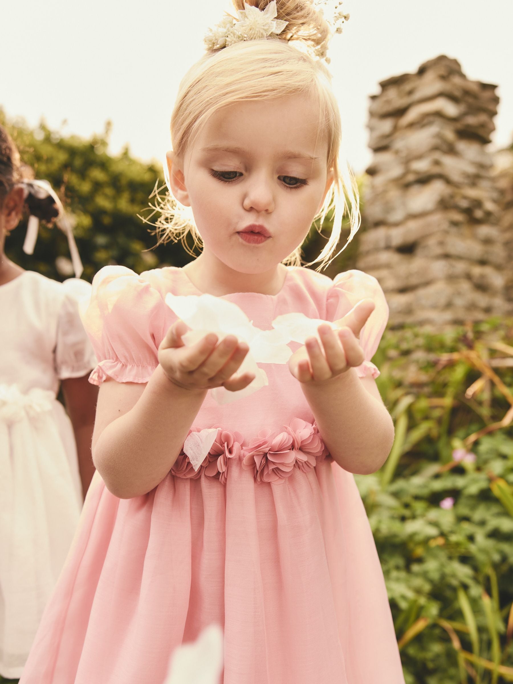 Pink Girl Corsage Flower Print Dress (3mths-8yrs)