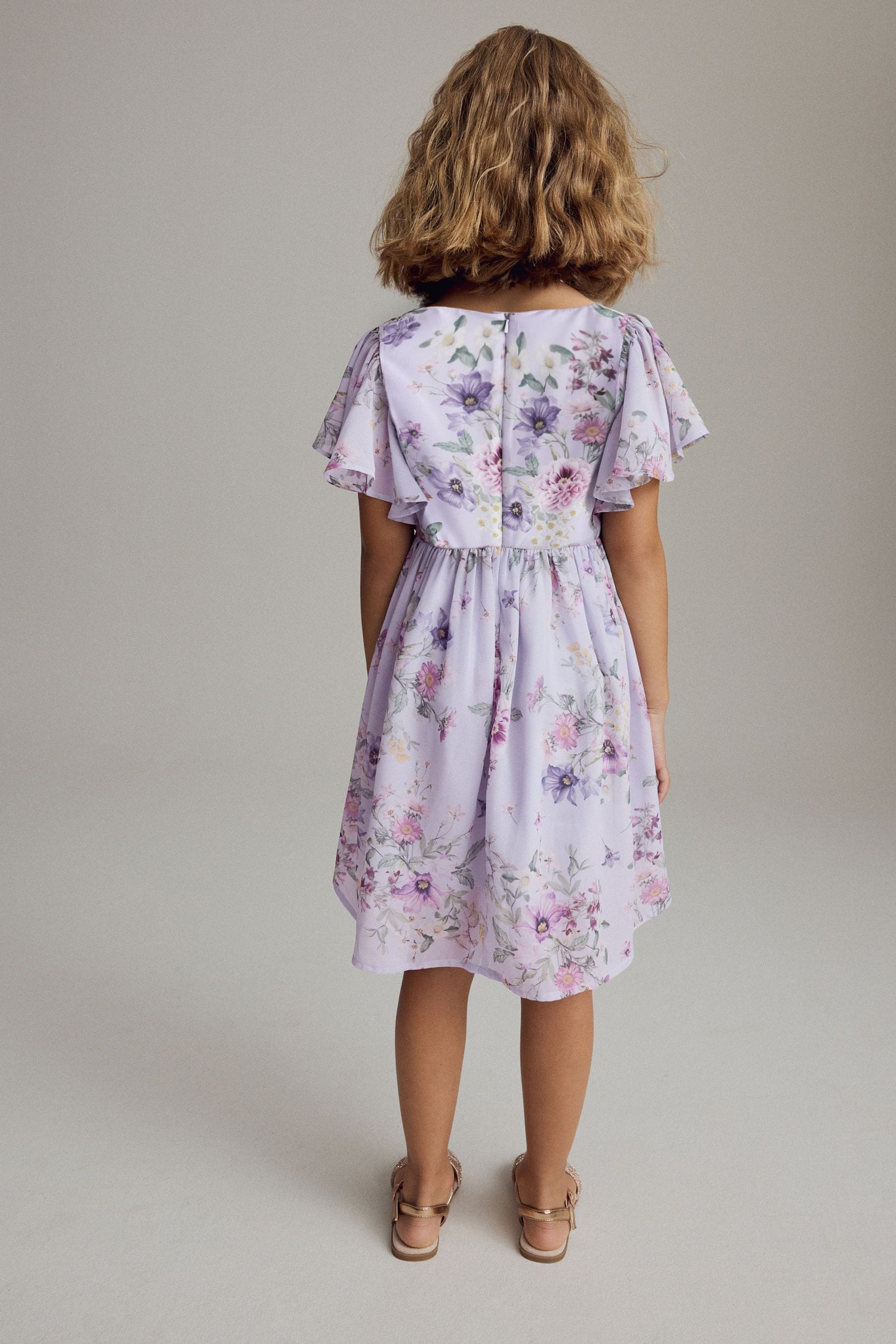 Lilac Purple Angel Sleeve Embellished Dress (3-16yrs)