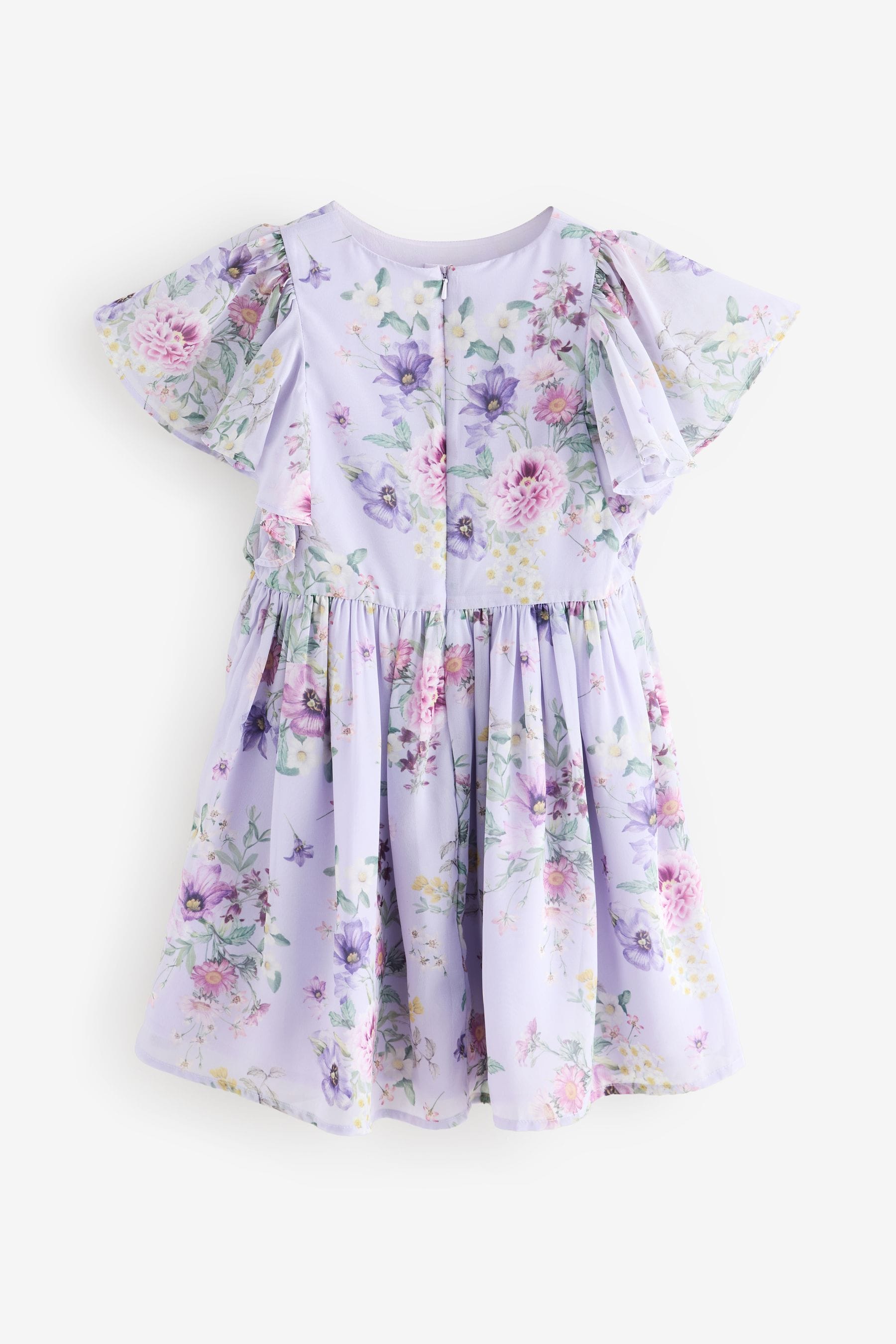 Lilac Purple Angel Sleeve Embellished Dress (3-16yrs)