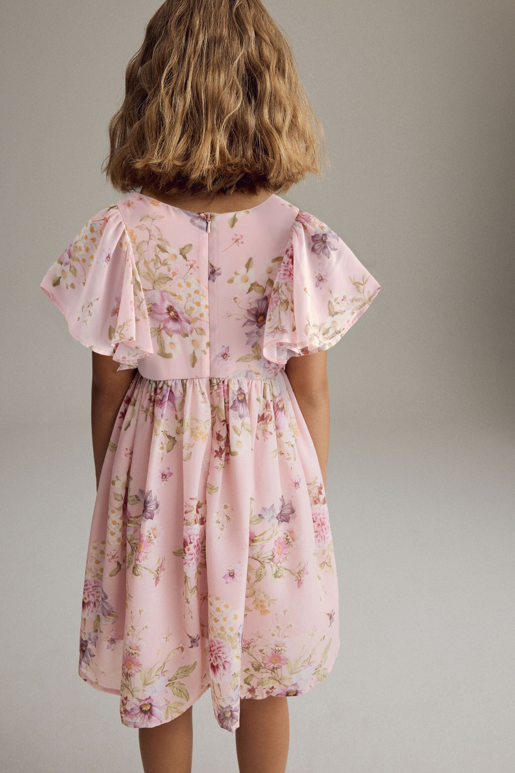 Pink Angel Sleeve Embellished Dress (3-16yrs)