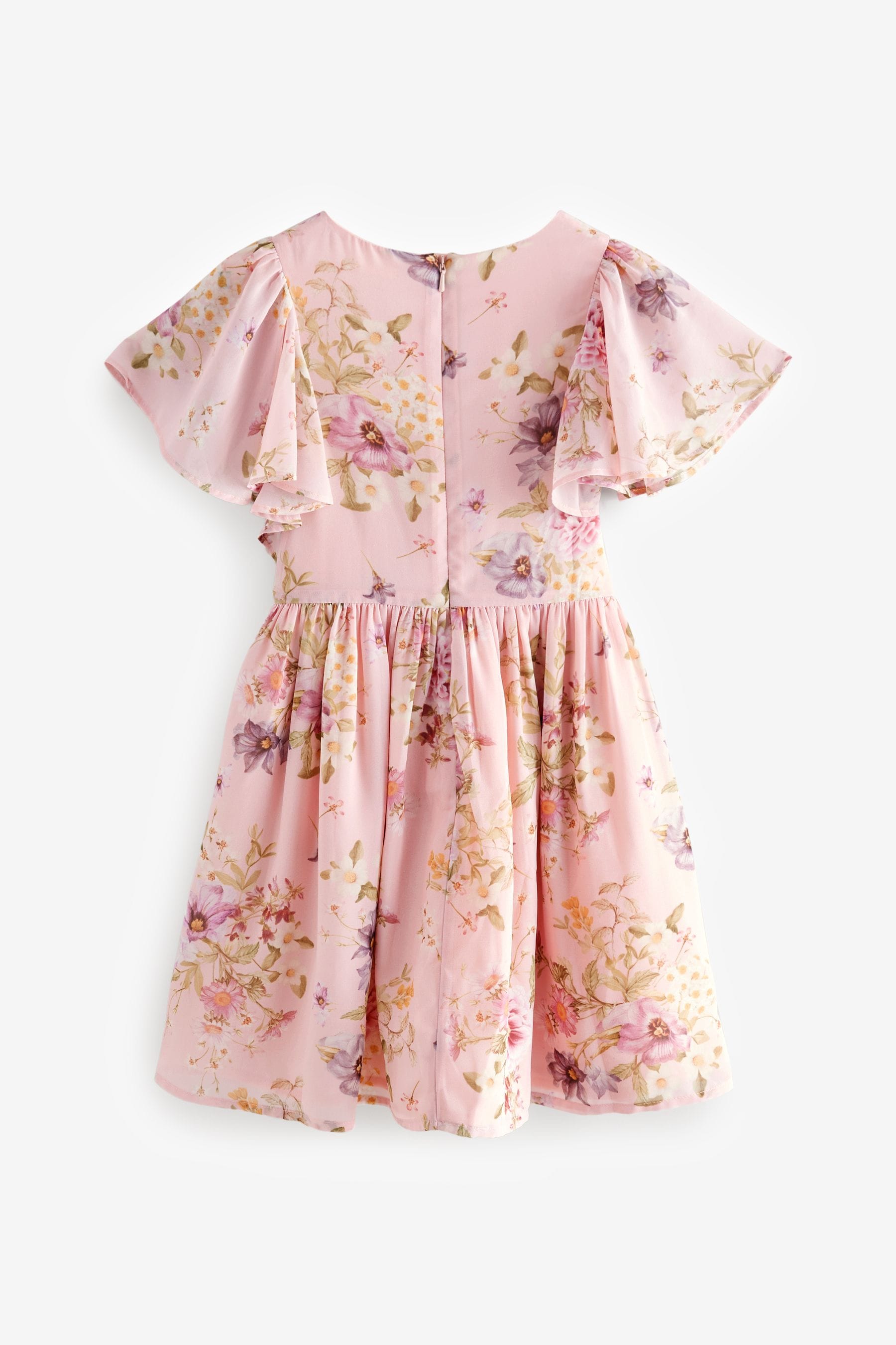 Pink Angel Sleeve Embellished Dress (3-16yrs)