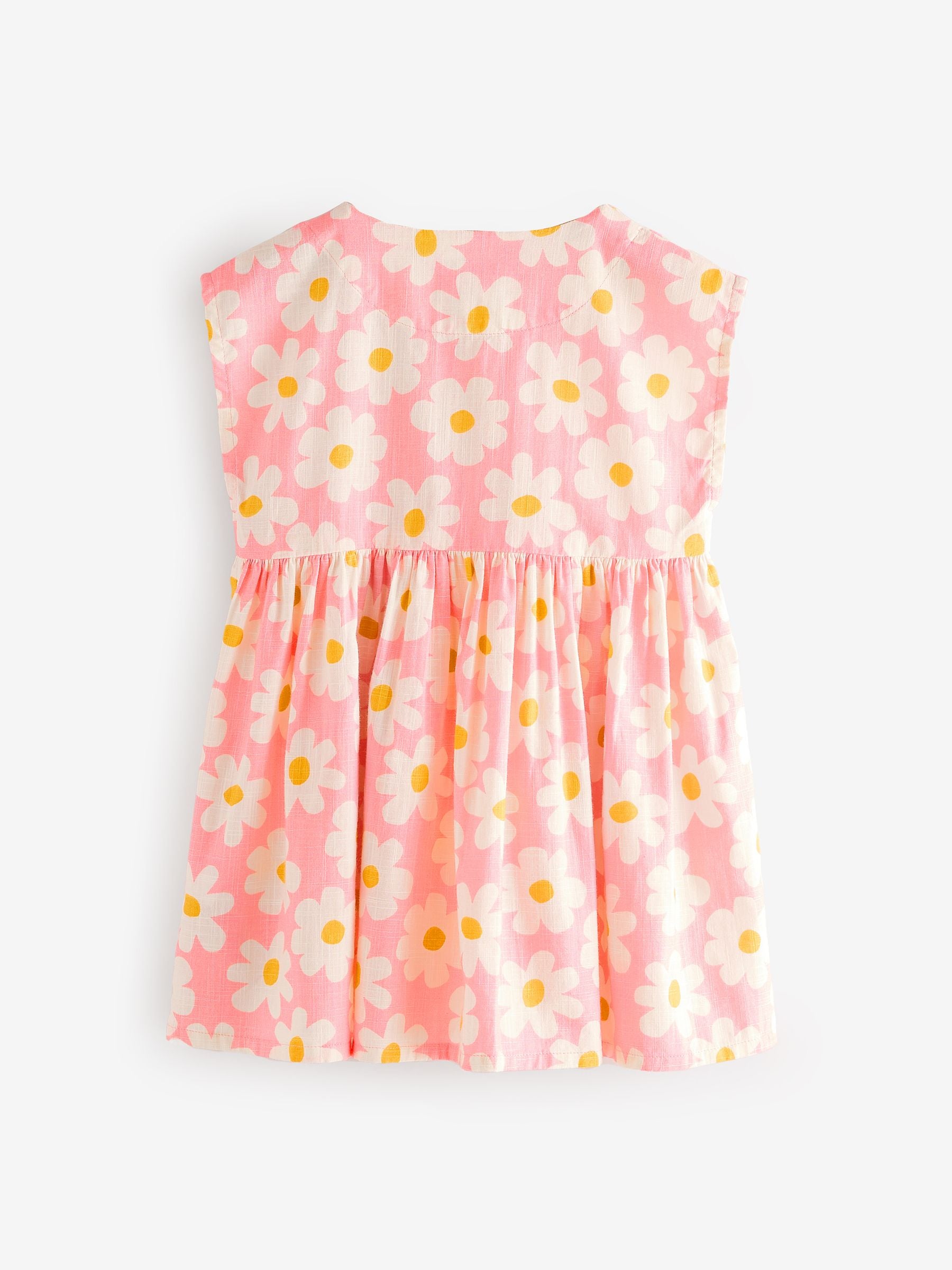 Pink Flower 100% Cotton Button Through Dress (3mths-10yrs)