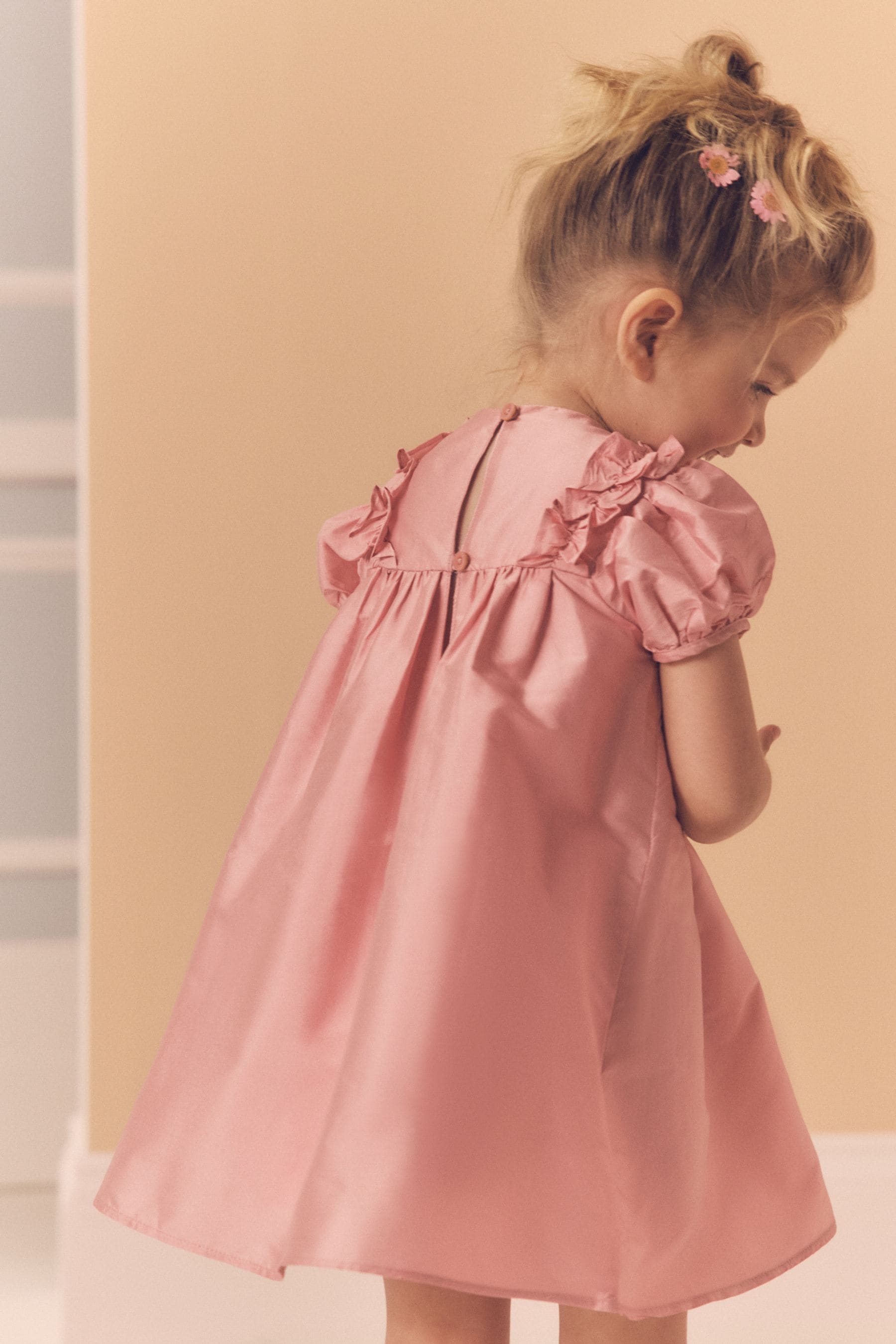 Soft Pink Taffeta Ruffle Party Dress (3mths-8yrs)