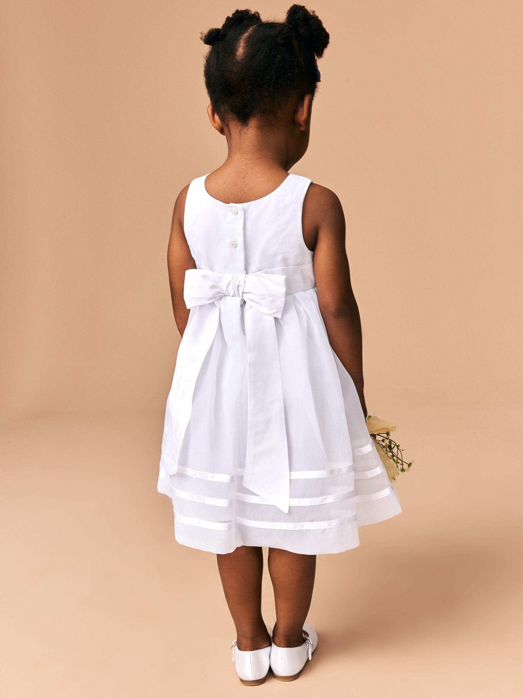 White Flower Girl Organza Dress (3mths-10yrs)