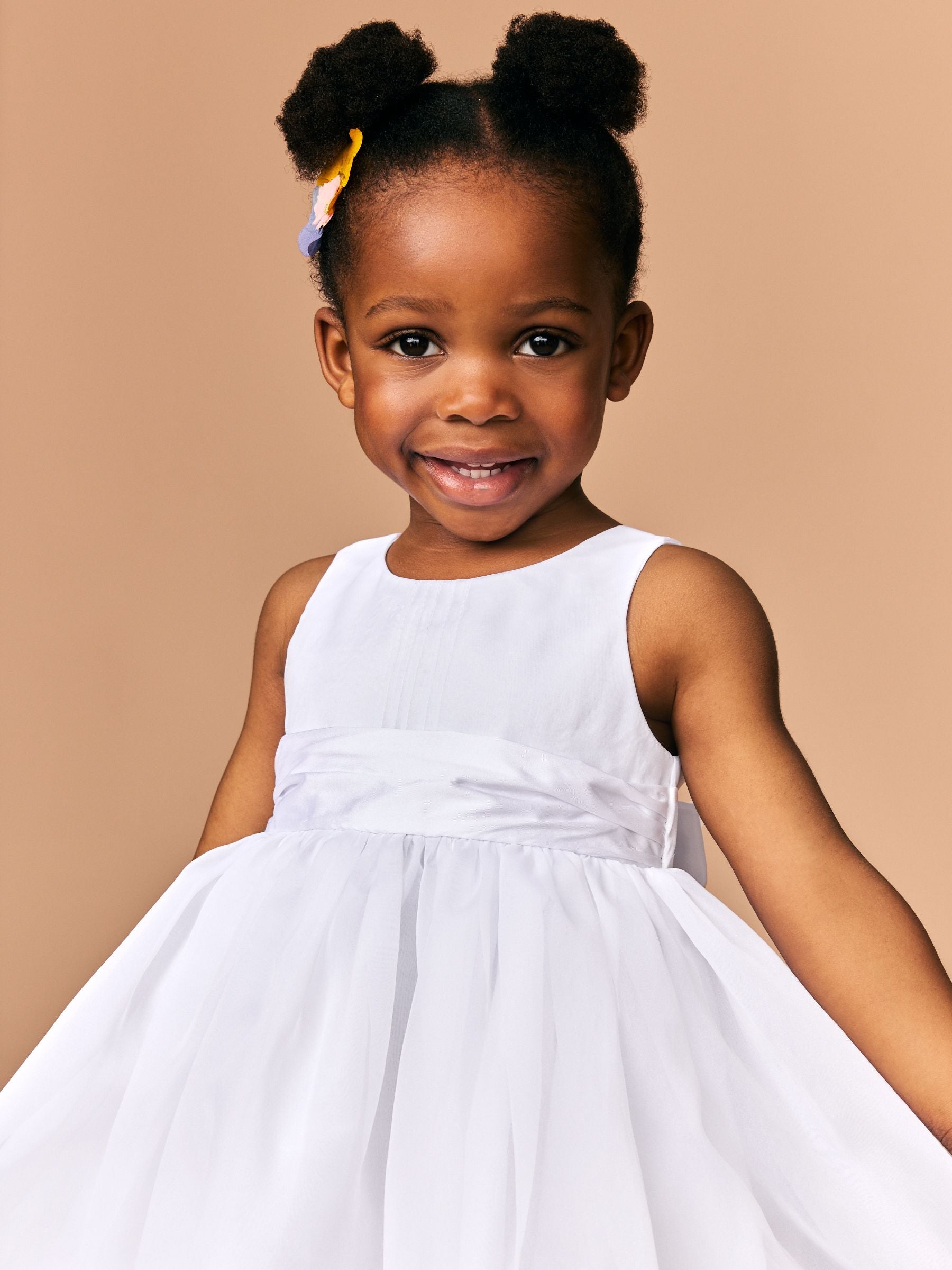 White Flower Girl Organza Dress (3mths-10yrs)