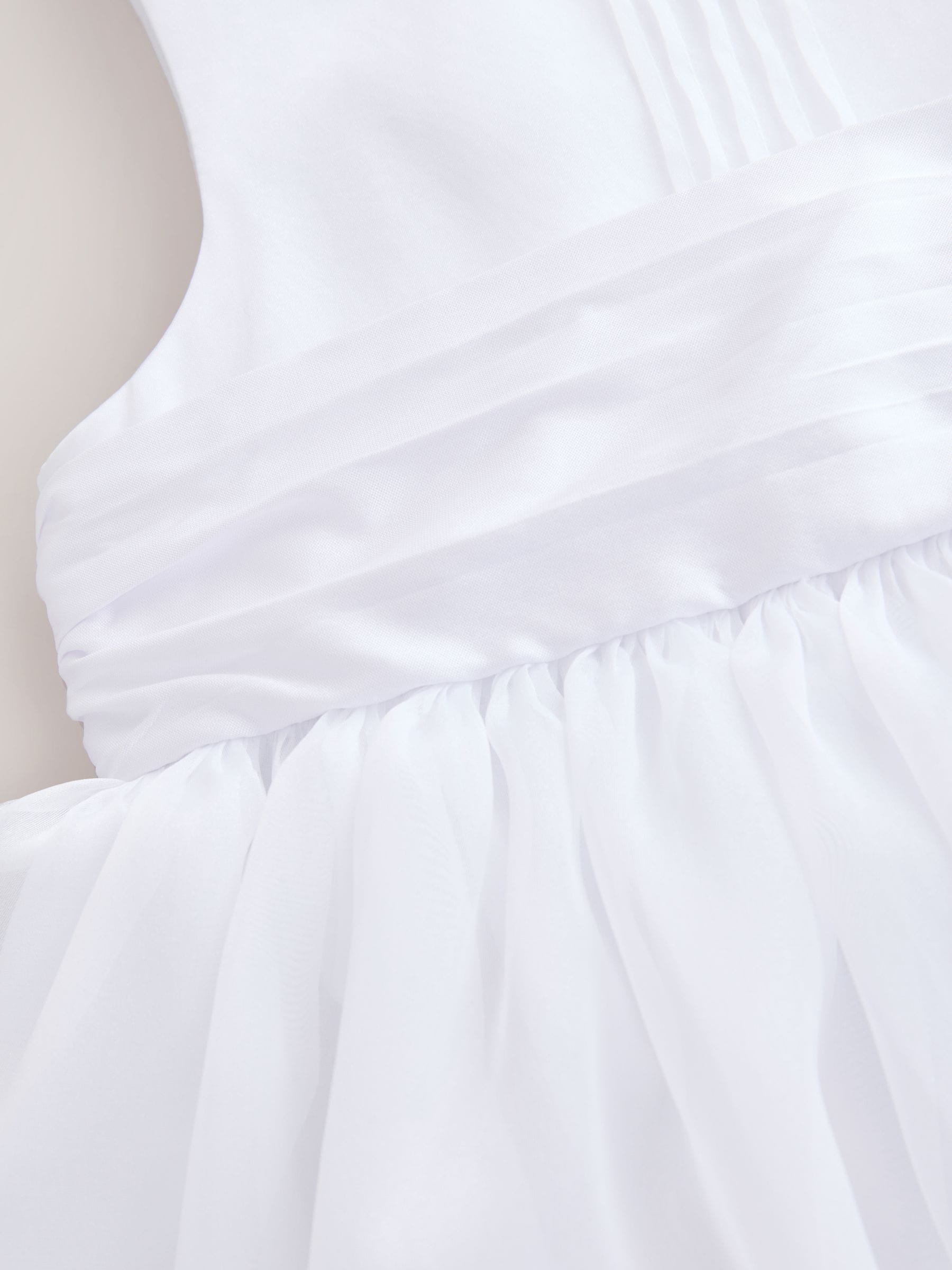 White Flower Girl Organza Dress (3mths-10yrs)