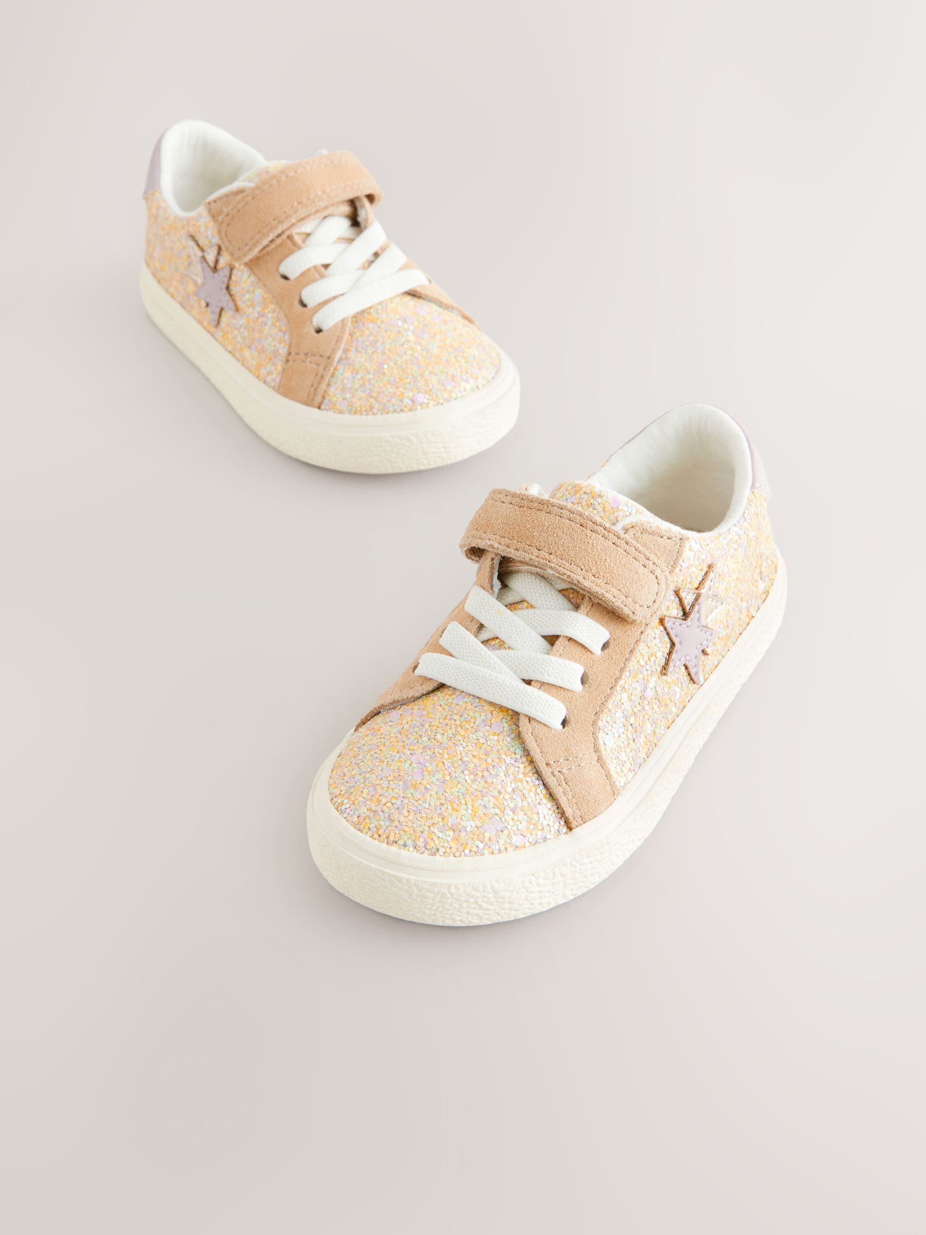 Multi Glitter Elastic Lace Touch Fastening Trainers