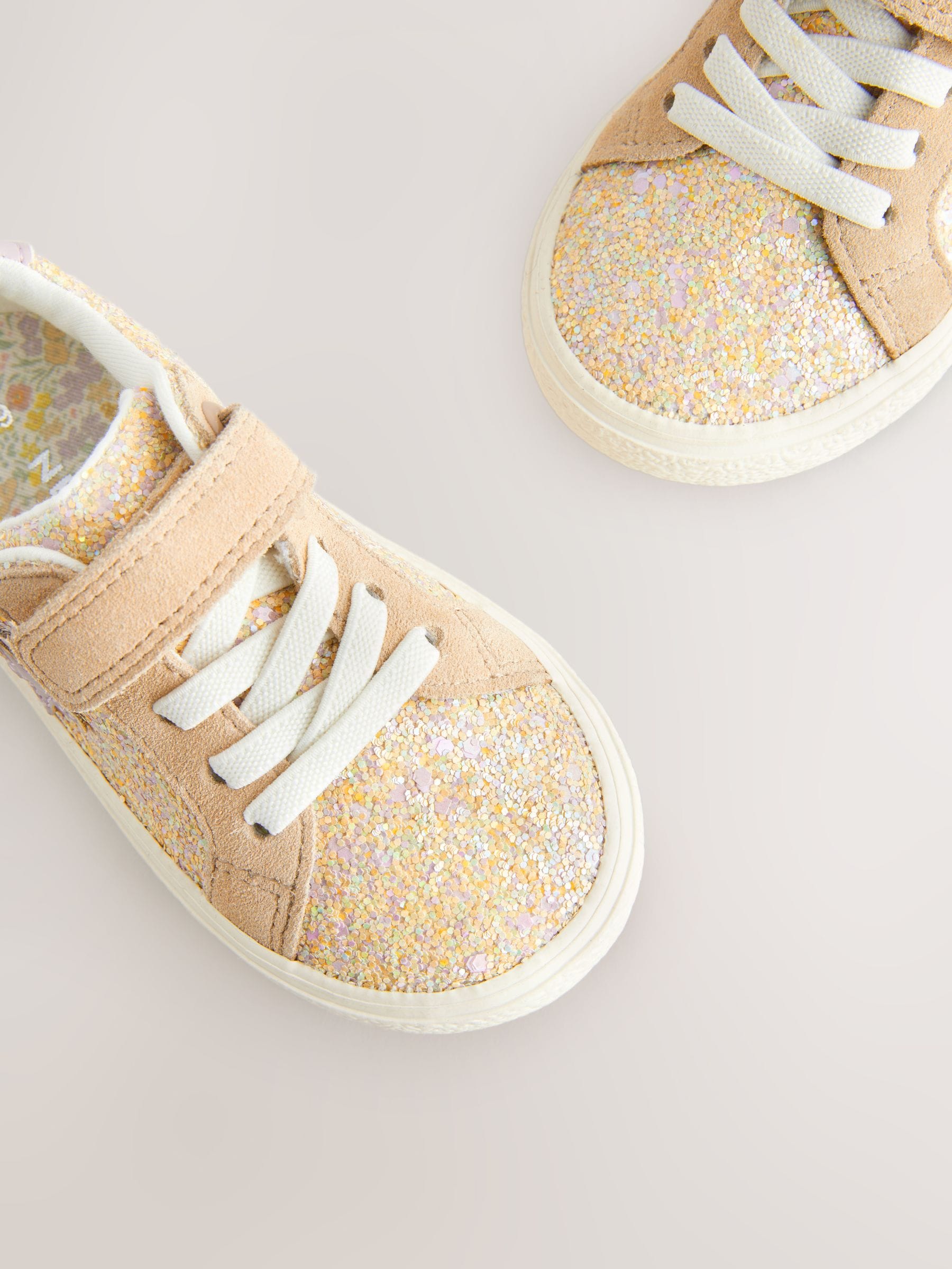 Multi Glitter Elastic Lace Touch Fastening Trainers