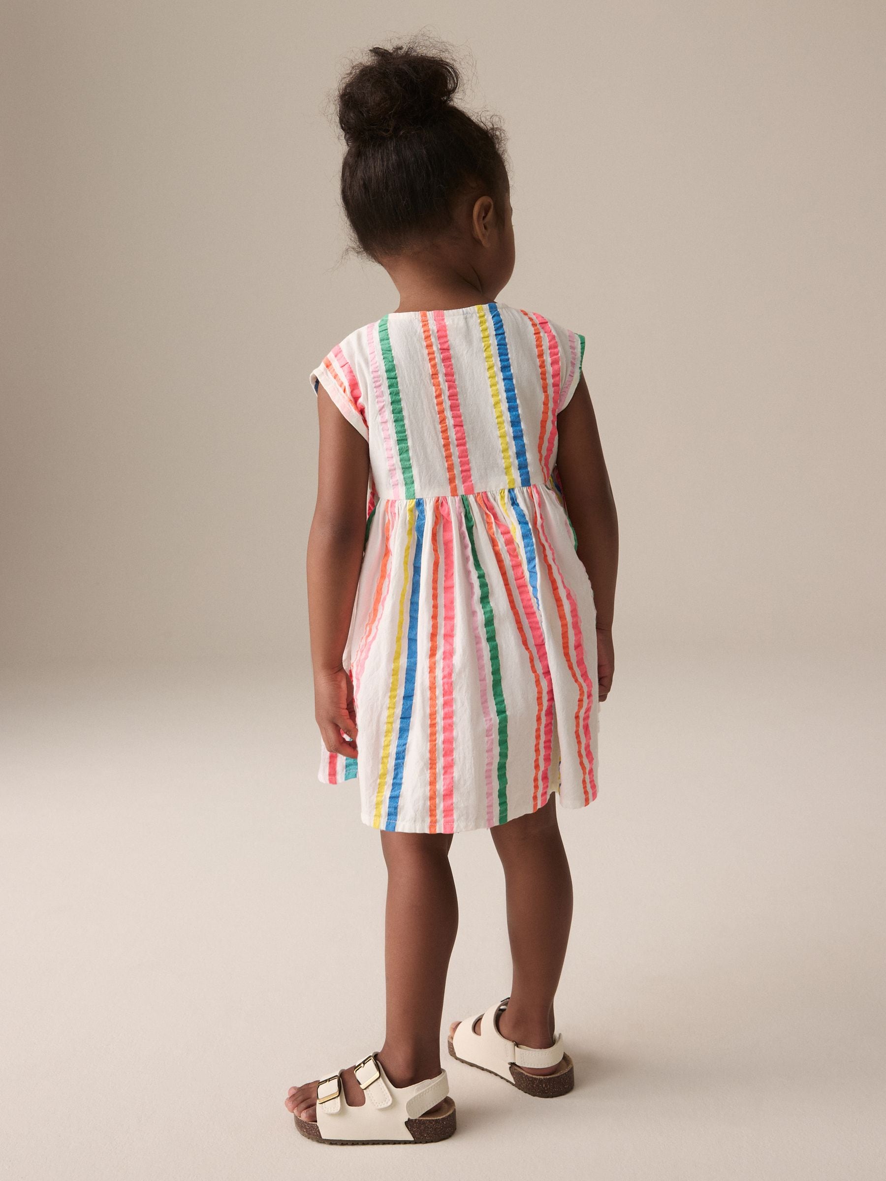 Rainbow Stripe 100% Cotton Button Through Dress (3mths-10yrs)