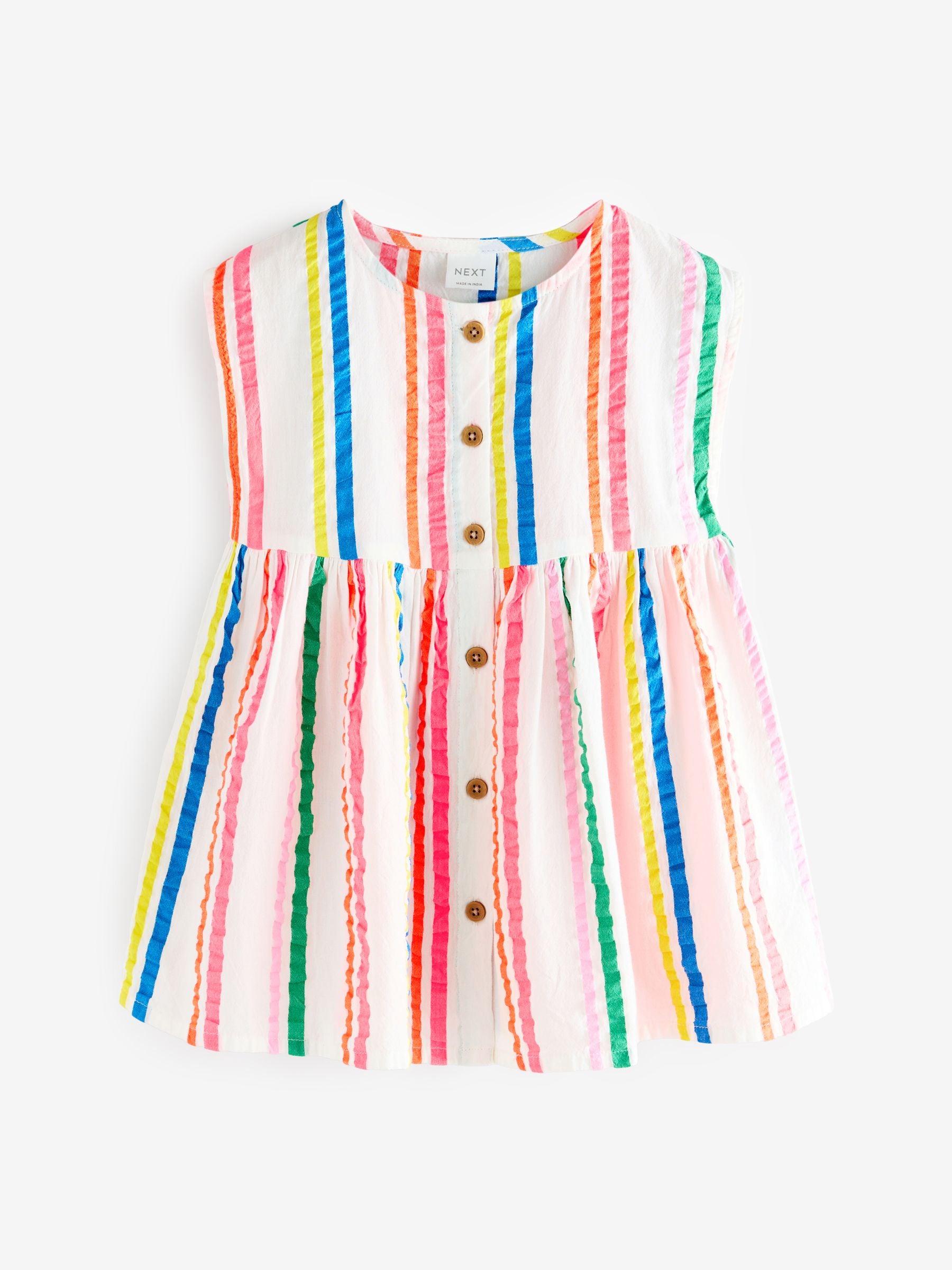 Rainbow Stripe 100% Cotton Button Through Dress (3mths-10yrs)