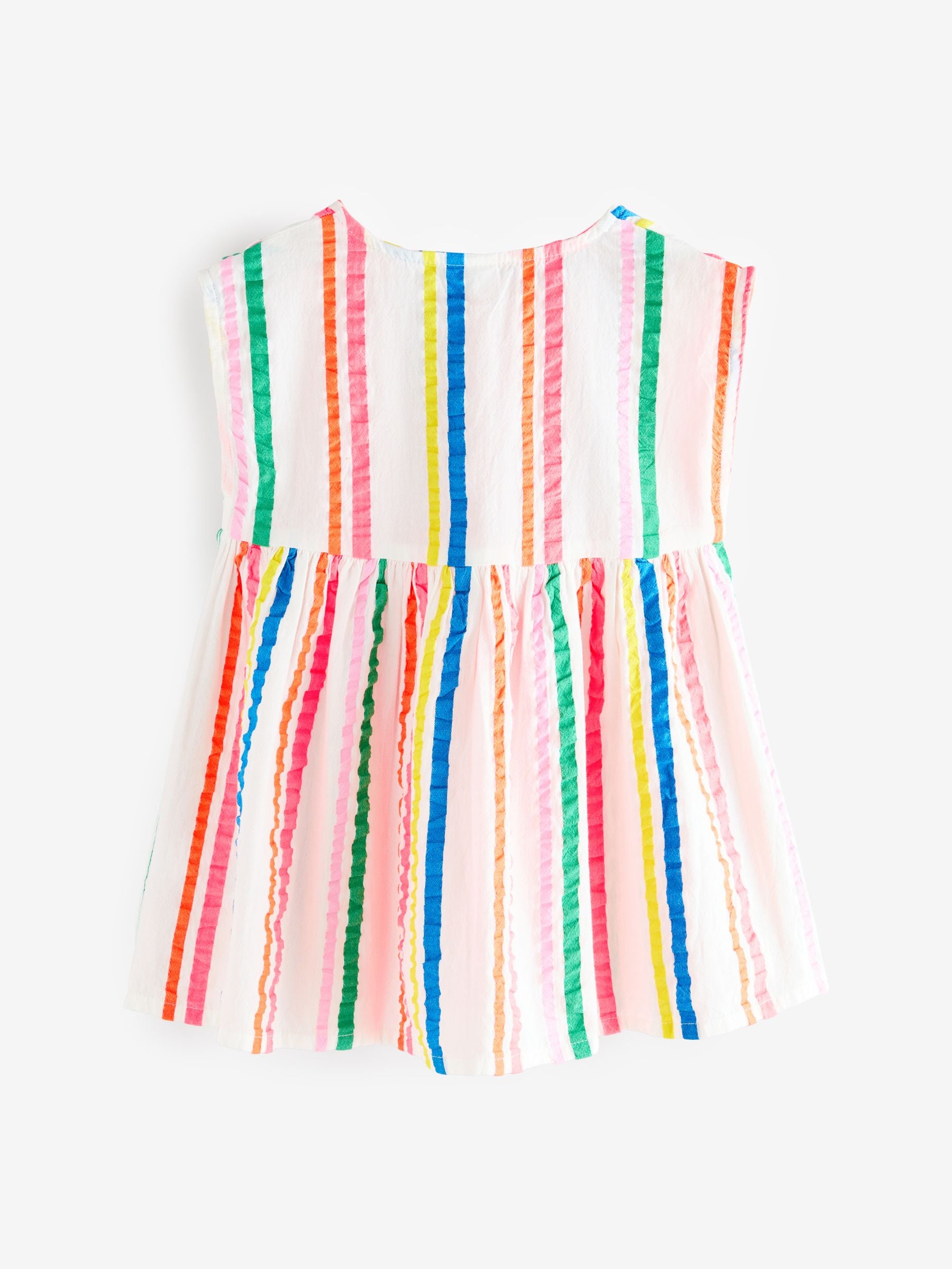 Rainbow Stripe Button Through 100% Cotton Dress (3mths-10yrs)