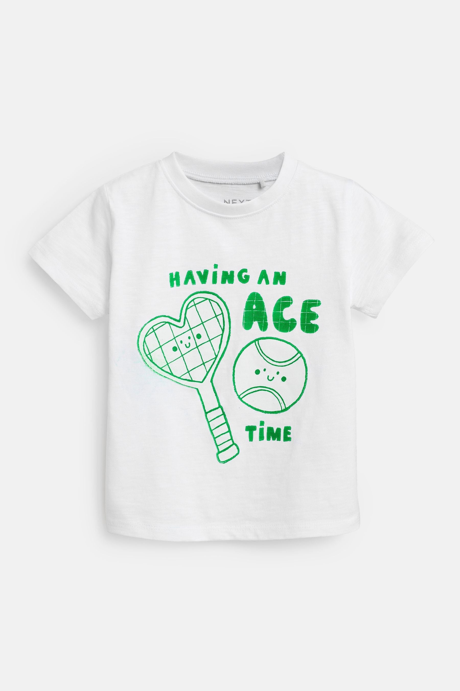 White Tennis Characters Short Sleeve T-Shirt (3mths-7yrs)