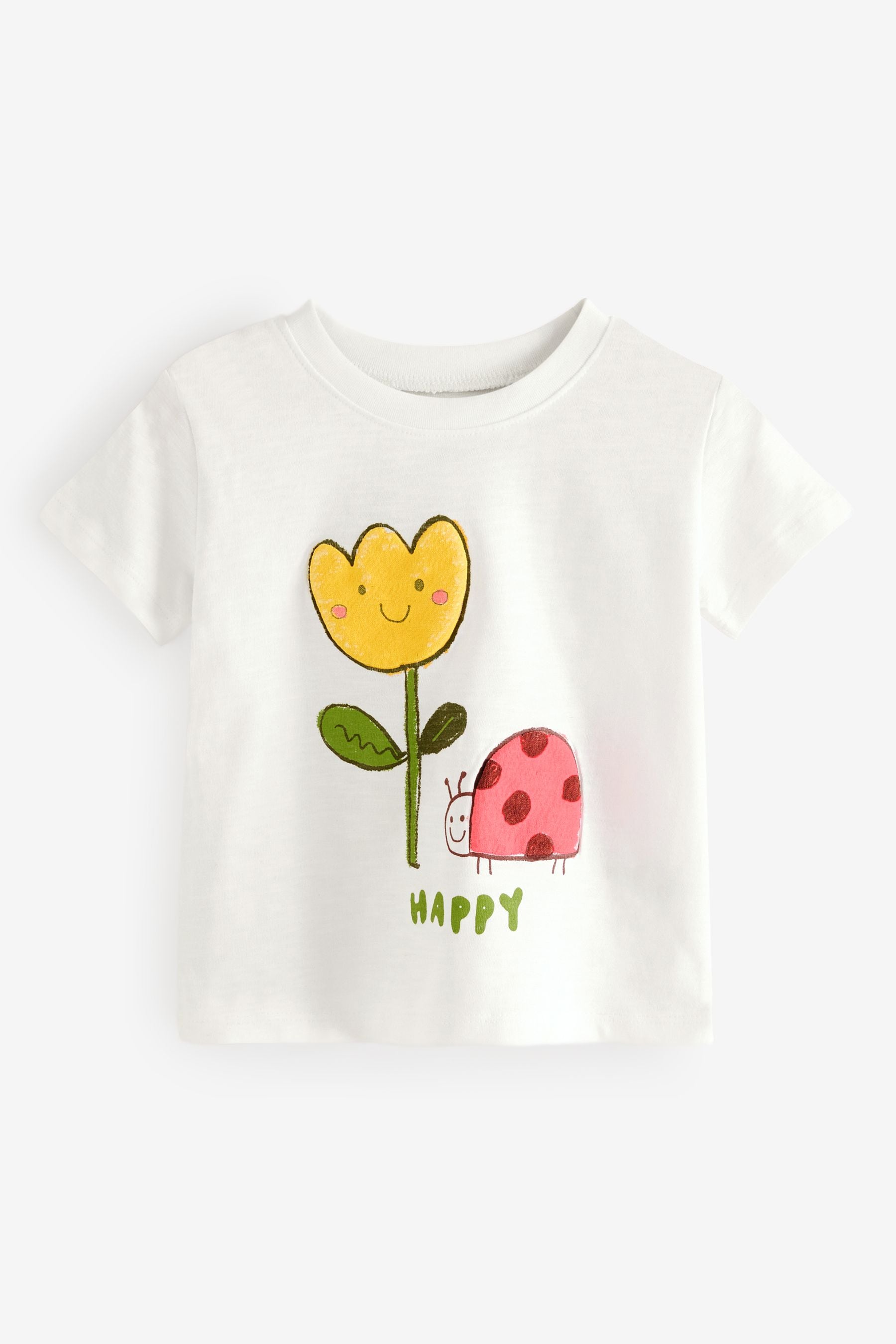 White Ladybird Character Short Sleeve T-Shirt (3mths-7yrs)