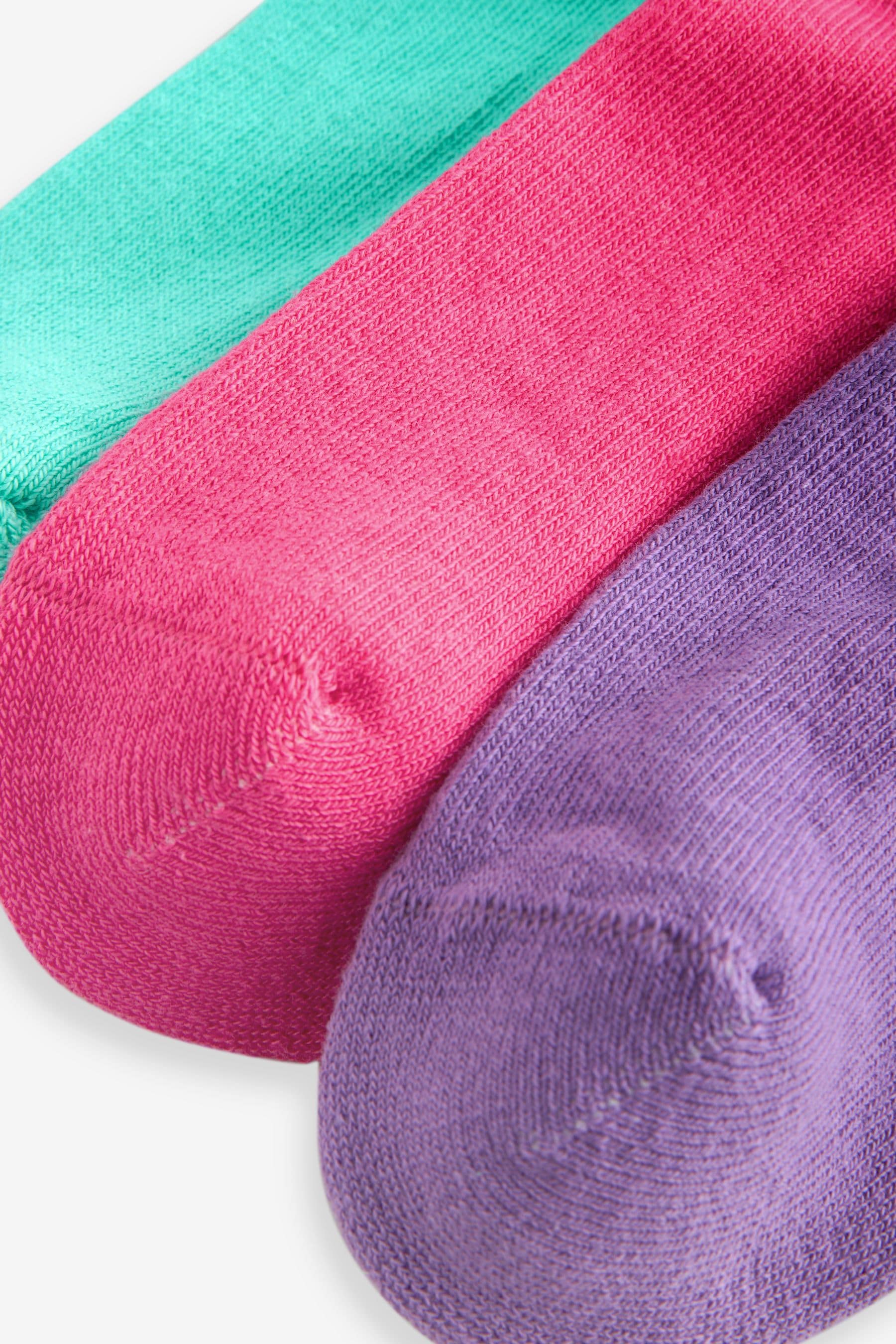 Pink, Purple and Teal Blue Character Cotton Rich Character Cushion Sole Ankle Socks 3 Pack