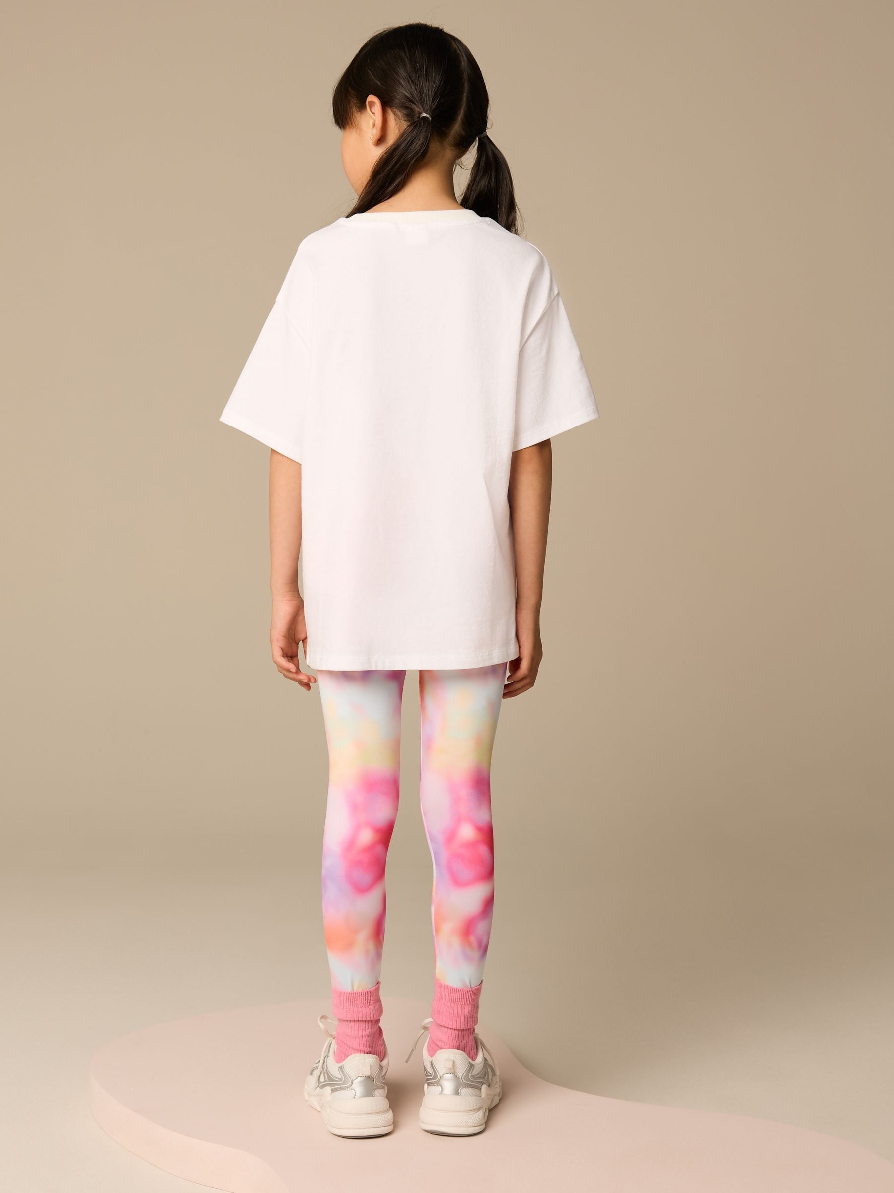 Multi Pink Floral Print Grafitti T-Shirt And Leggings Set (3-16yrs)