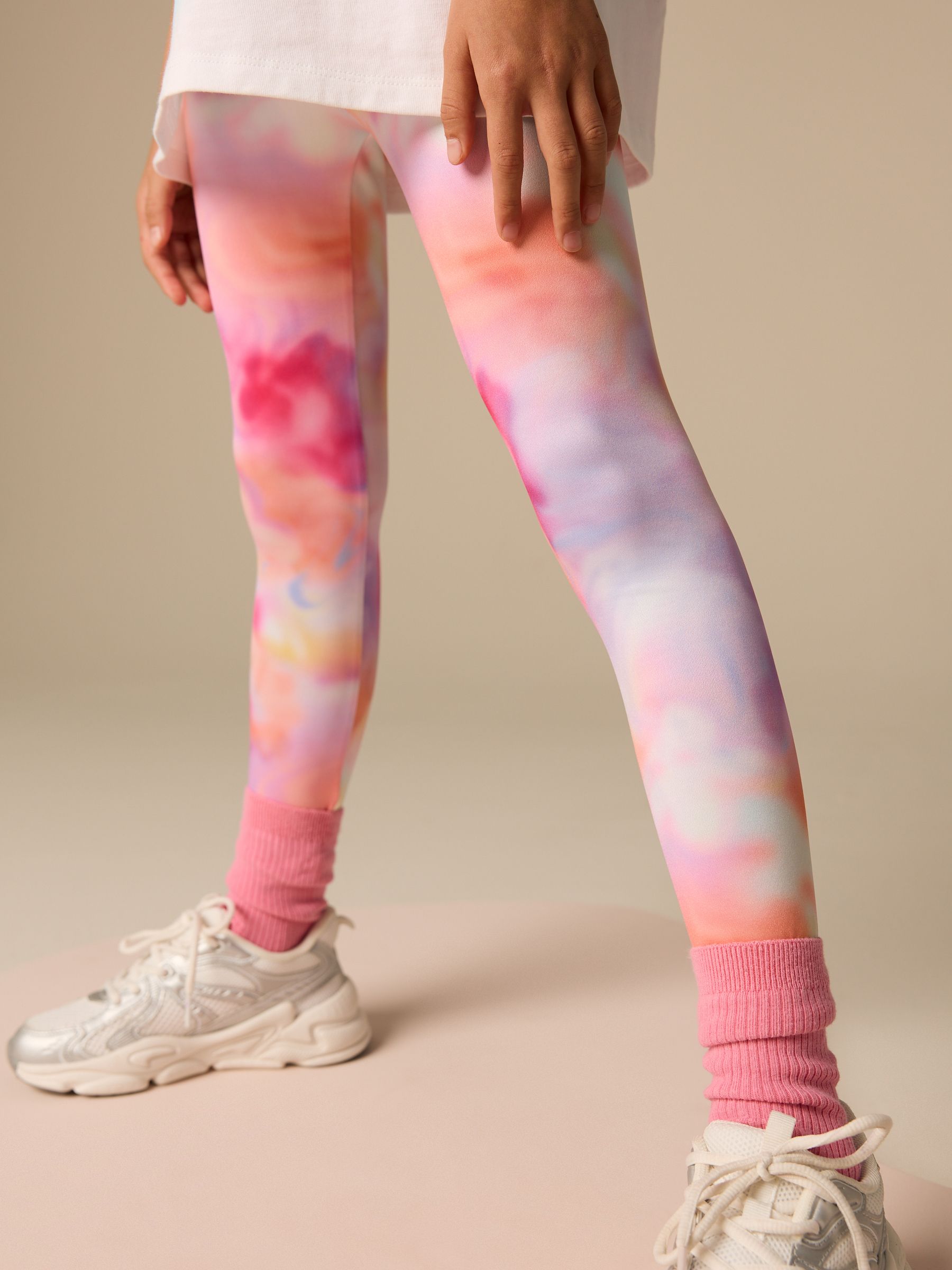 Multi Pink Floral Print Grafitti T-Shirt And Leggings Set (3-16yrs)