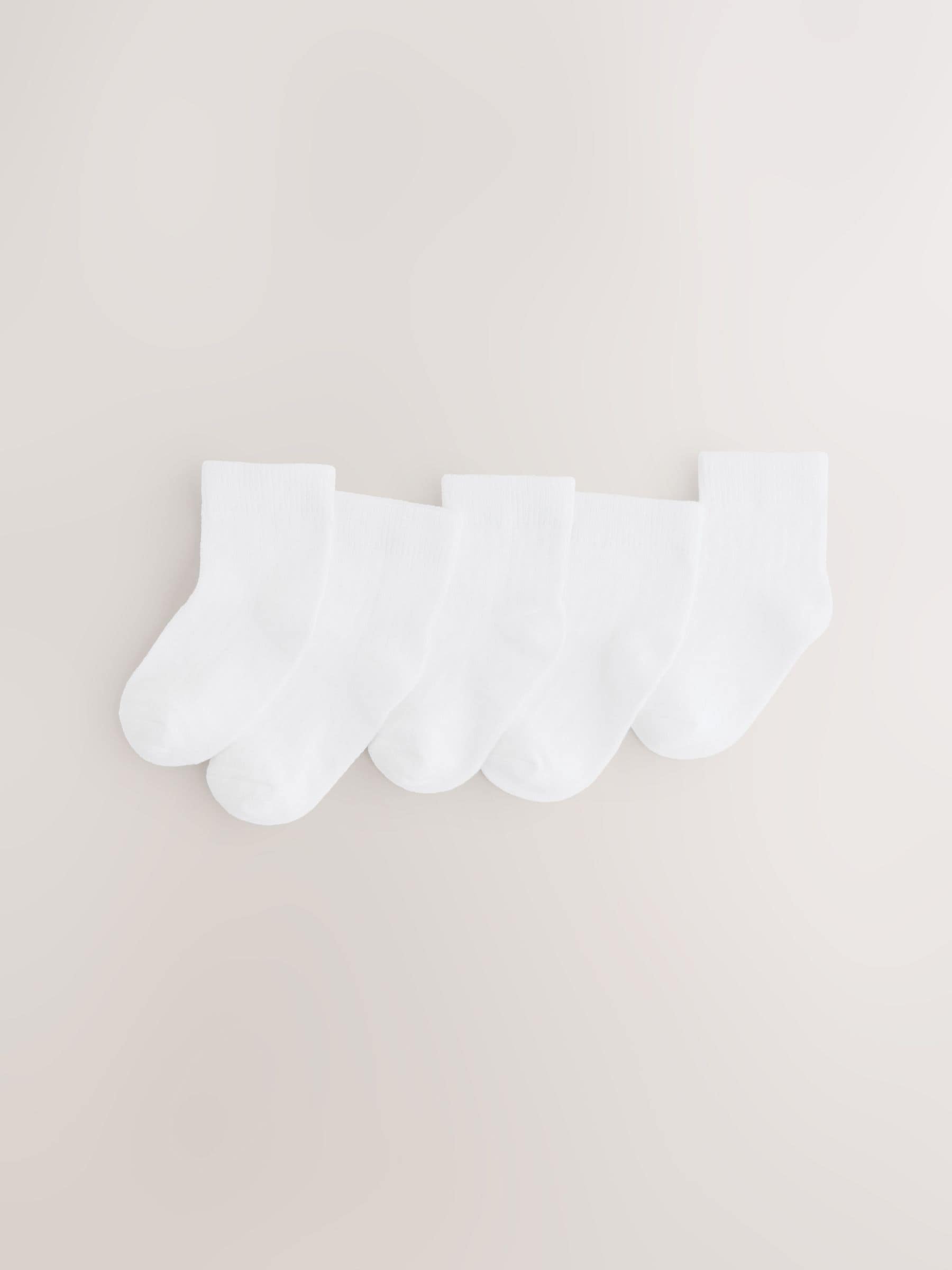 White Baby Socks 5 Pack (0mths-2yrs)